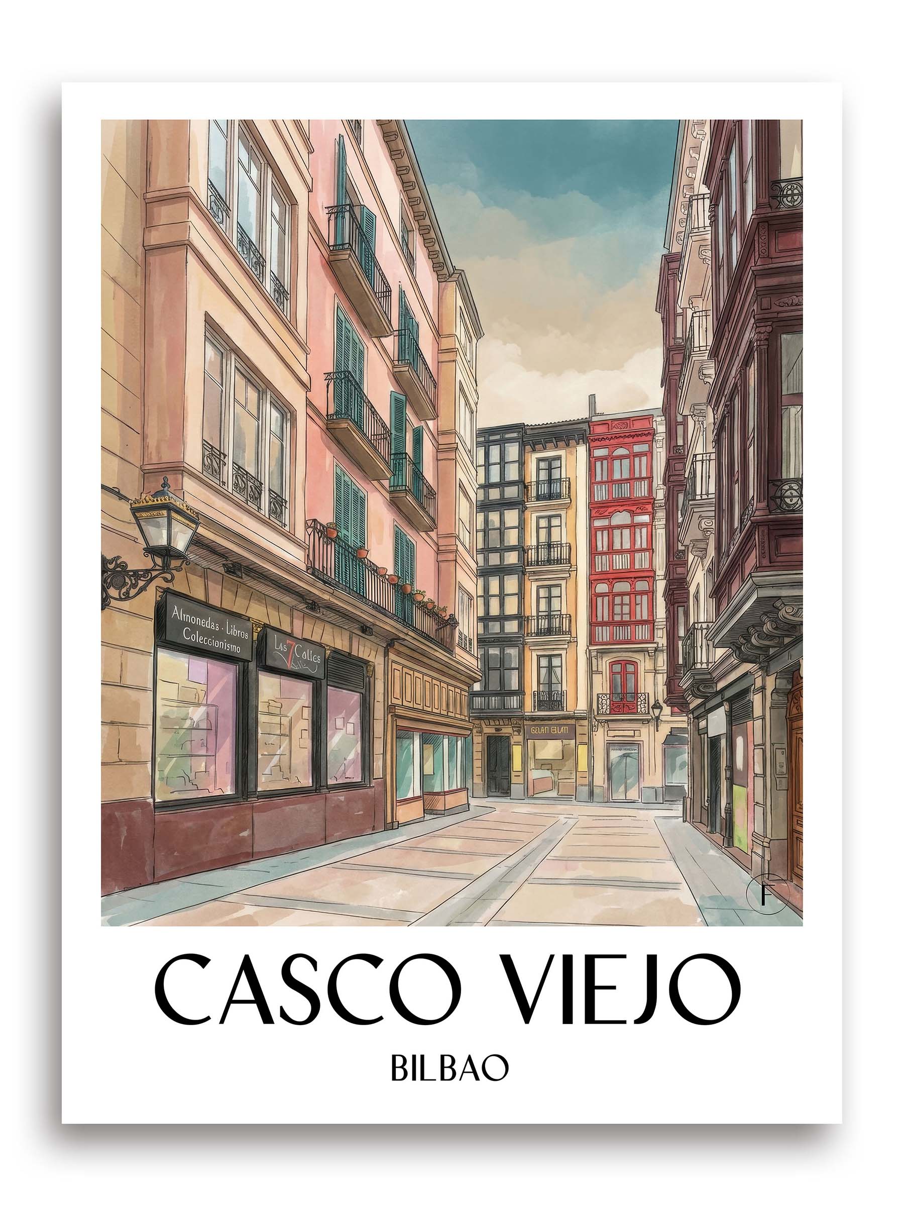 casco-viejo--bilbao-spanien-poster-aquarell