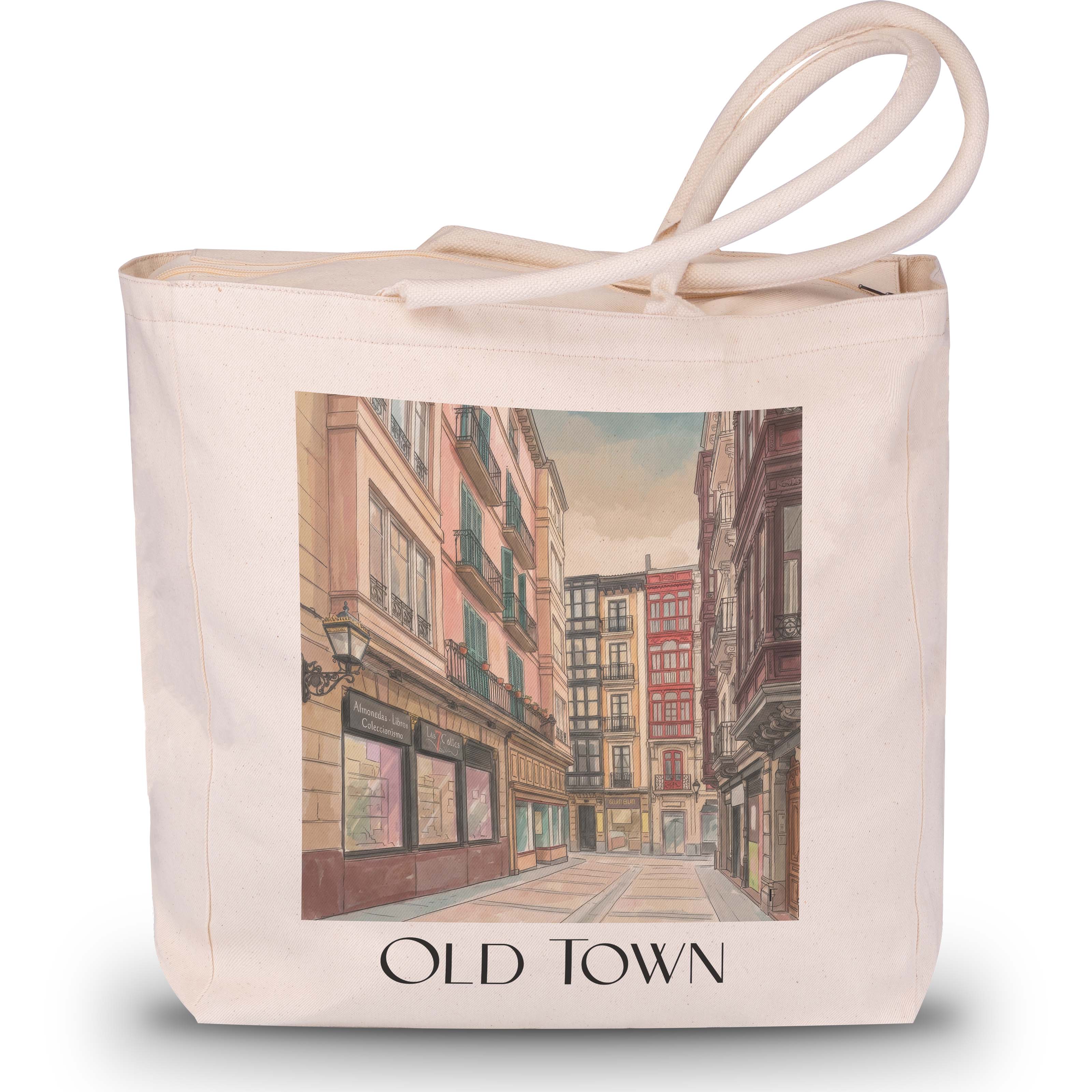Casco Viejo Shopping Tasche - Bilbao - Spanien Tote Bag - Einkaufstasche im Aquarell Stil - favplace