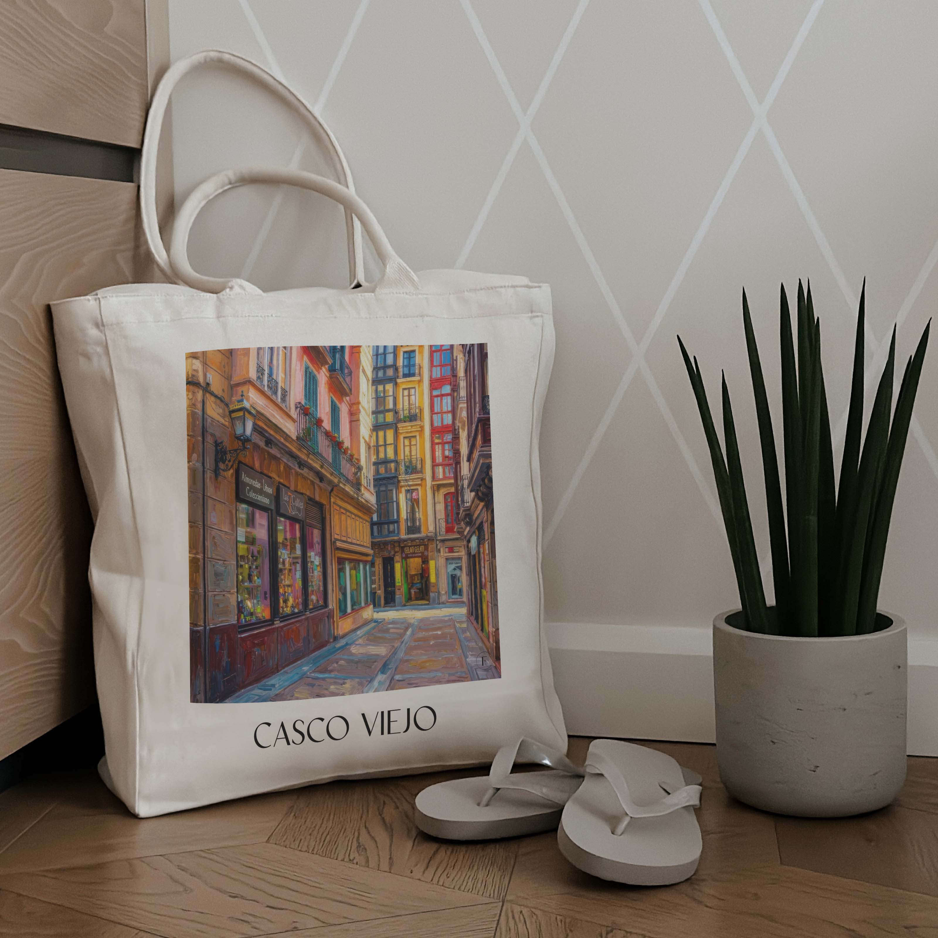 casco-viejo--bilbao-spanien-einkaufstasche-oil-painting-oelgemaelde