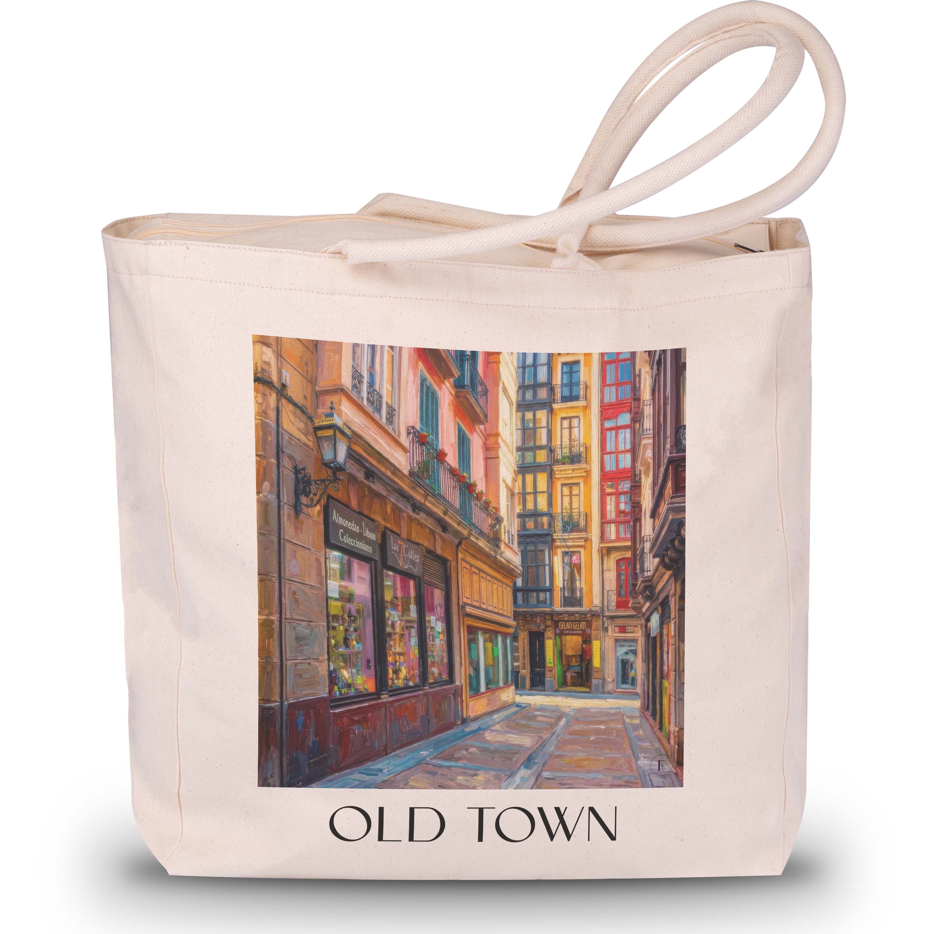 Casco Viejo Shopping Tasche - Bilbao - Spanien Tote Bag - Einkaufstasche im Ölgemälde Stil - favplace