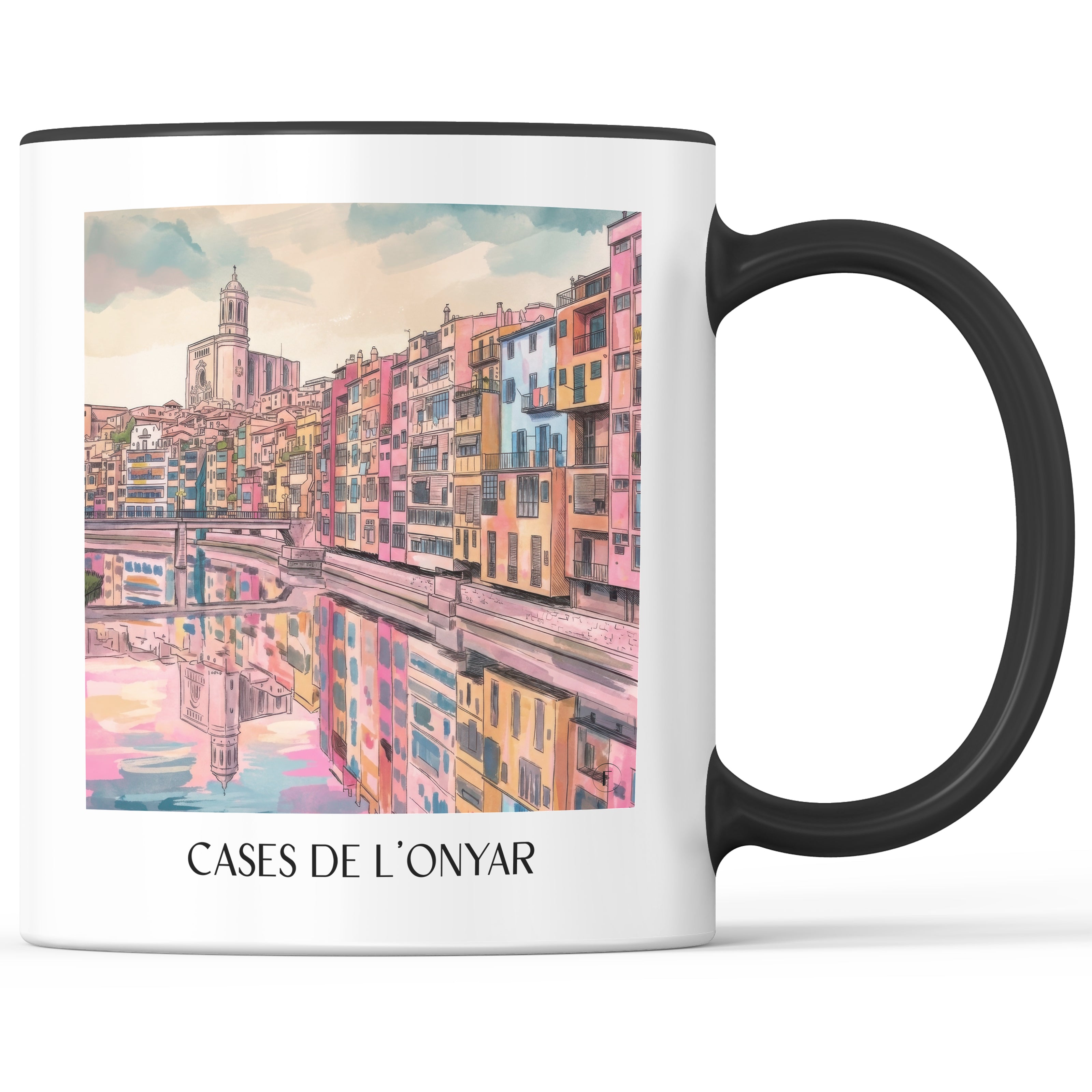 cases-de-l'onyar-girona-spanien-kaffeebecher-aquarell-pink-rosa