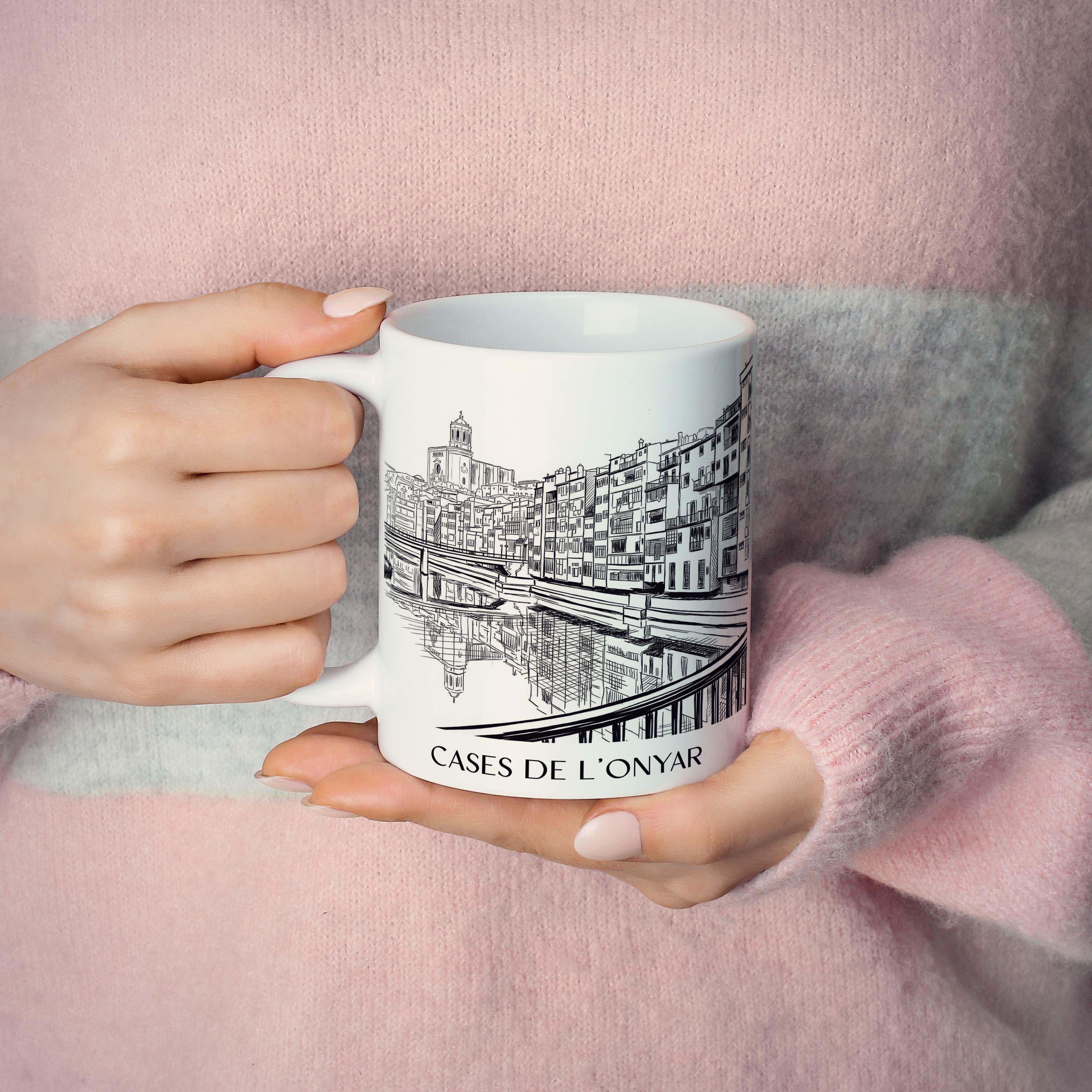 cases-de-l'onyar-girona-spanien-kaffeebecher-skizze
