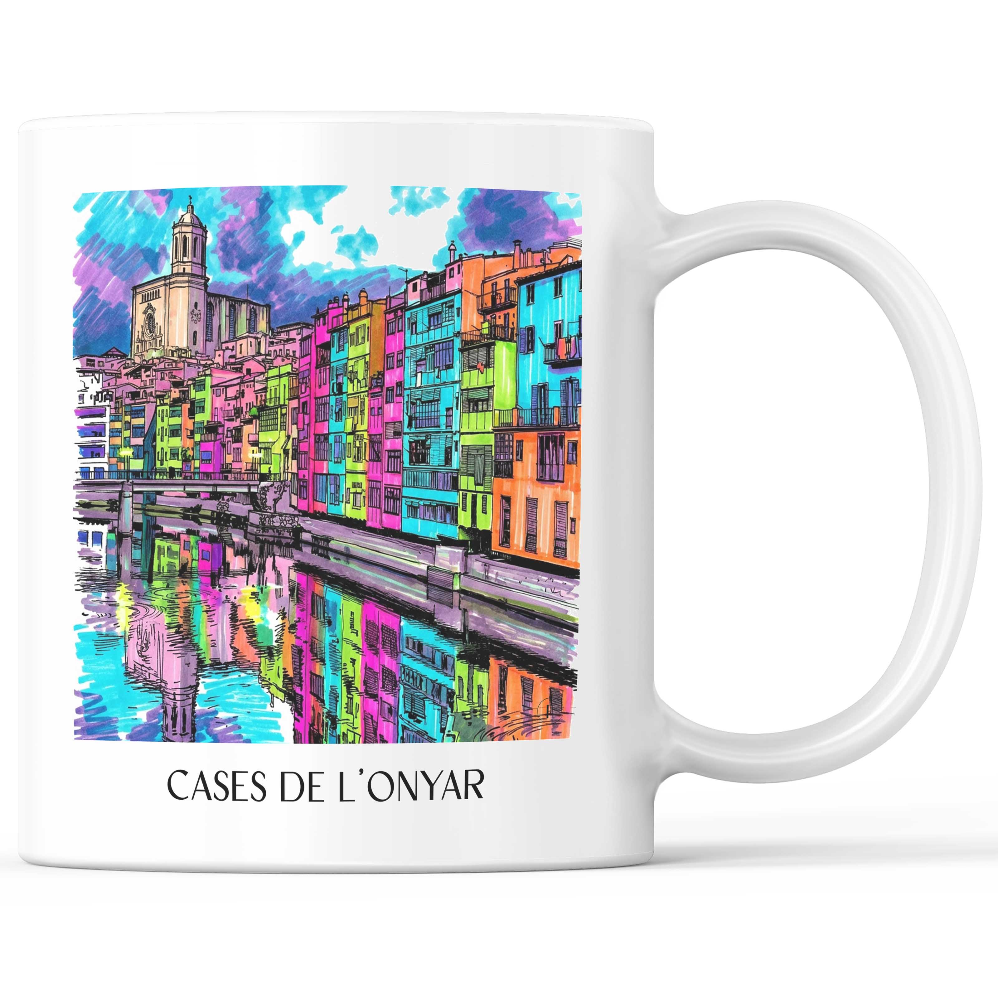 Cases de l'Onyar Kaffeebecher - Girona - Spanien Becher - Kaffeetasse im Tag Graffiti Stil - favplace