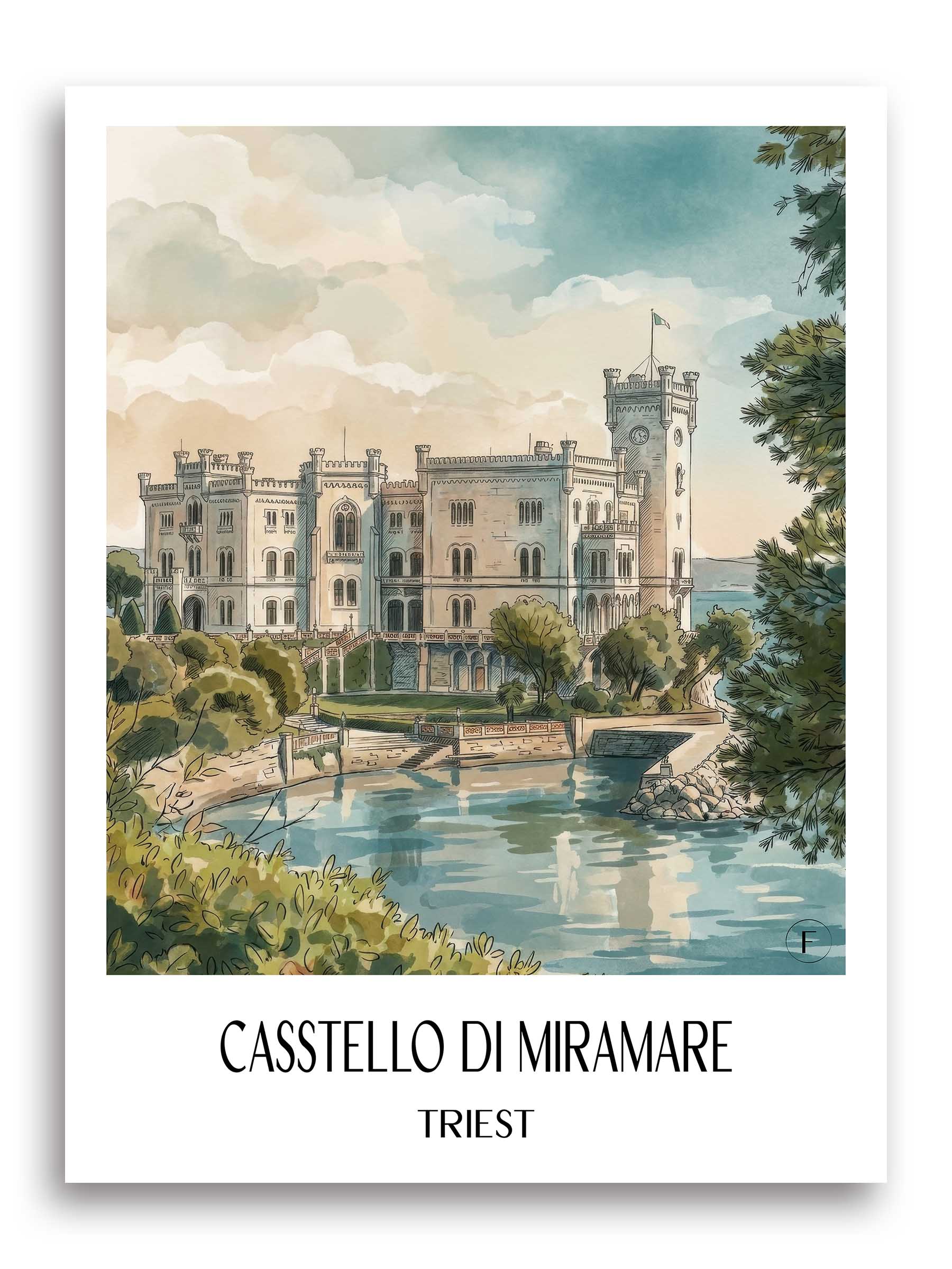casstello-di-miramare-triest-italien-poster-aquarell