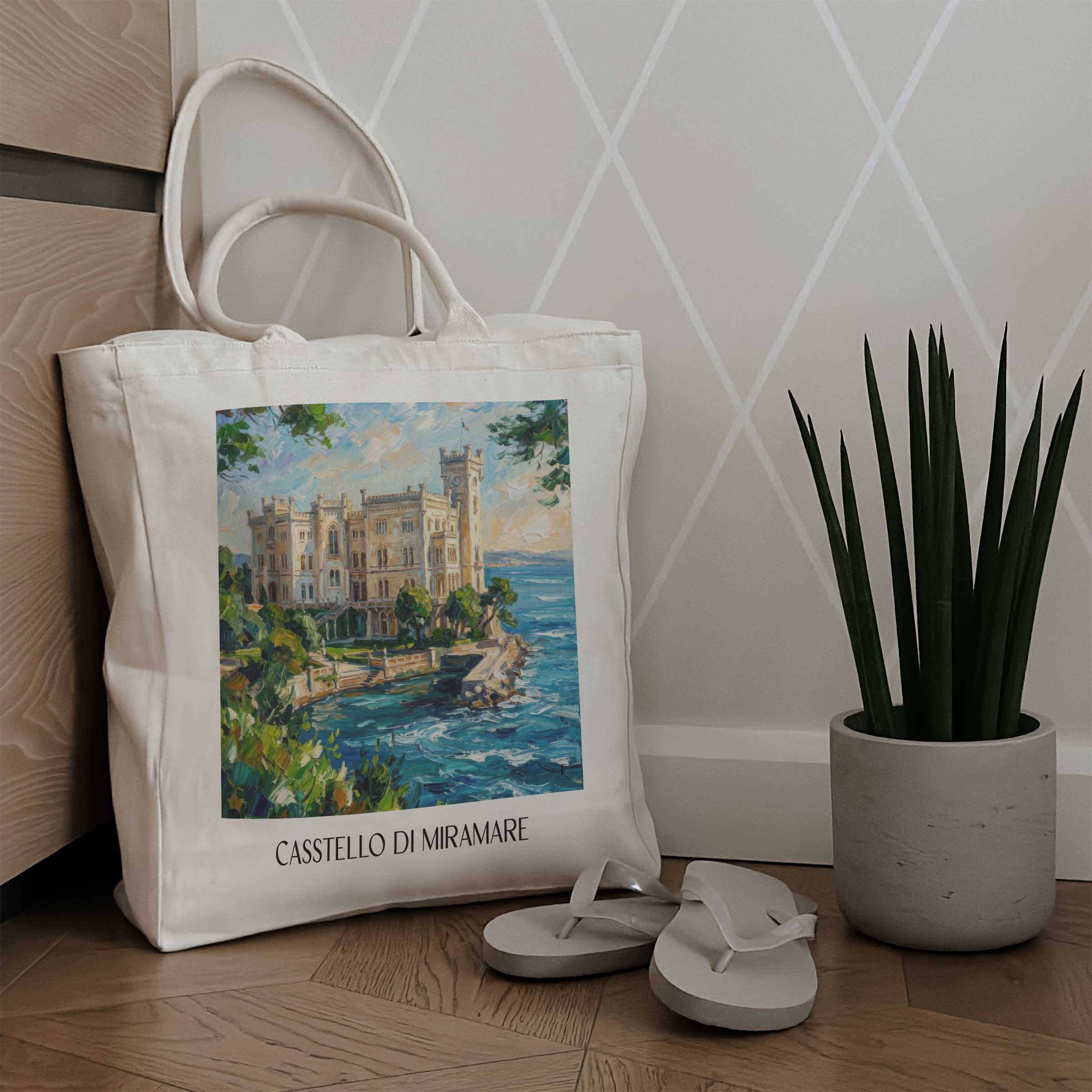 casstello-di-miramare-triest-italien-einkaufstasche-oil-painting-oelgemaelde