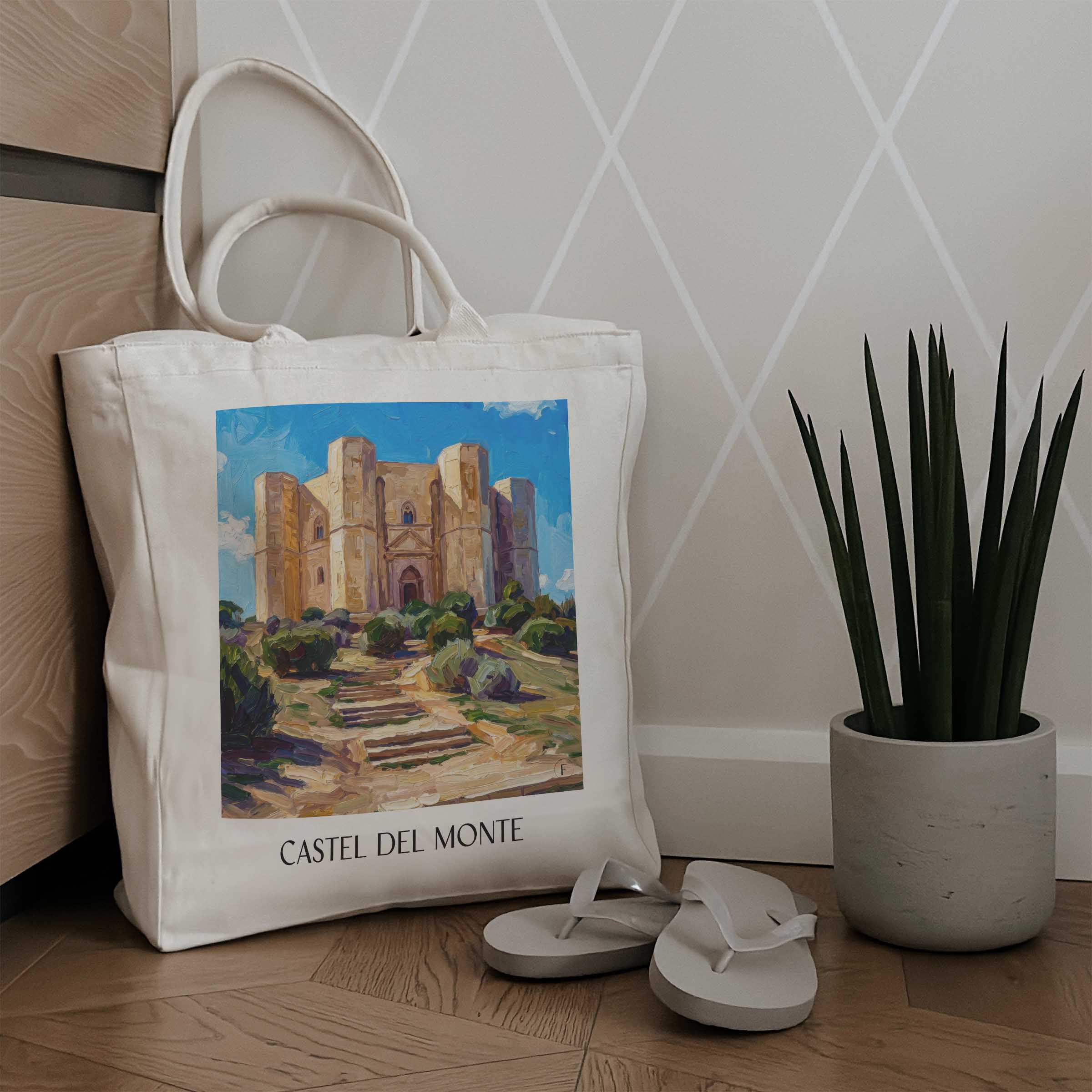 castel-del-monte-apulien-italien-einkaufstasche-oil-painting-oelgemaelde