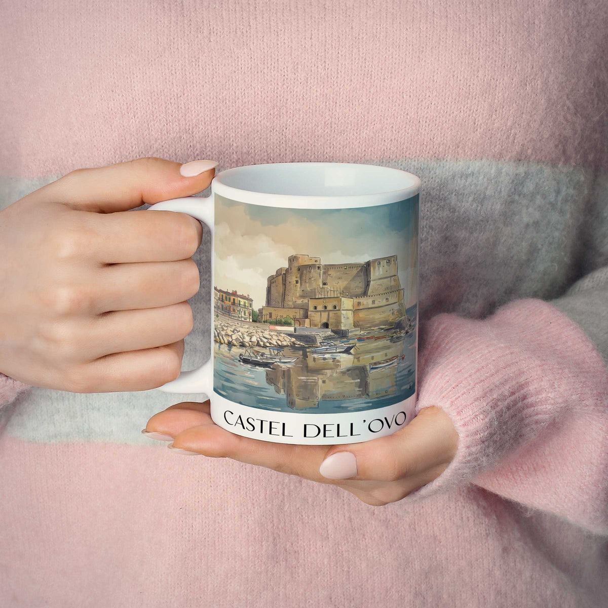 castel-dell´ovo-neapel-italien-kaffeebecher-aquarell