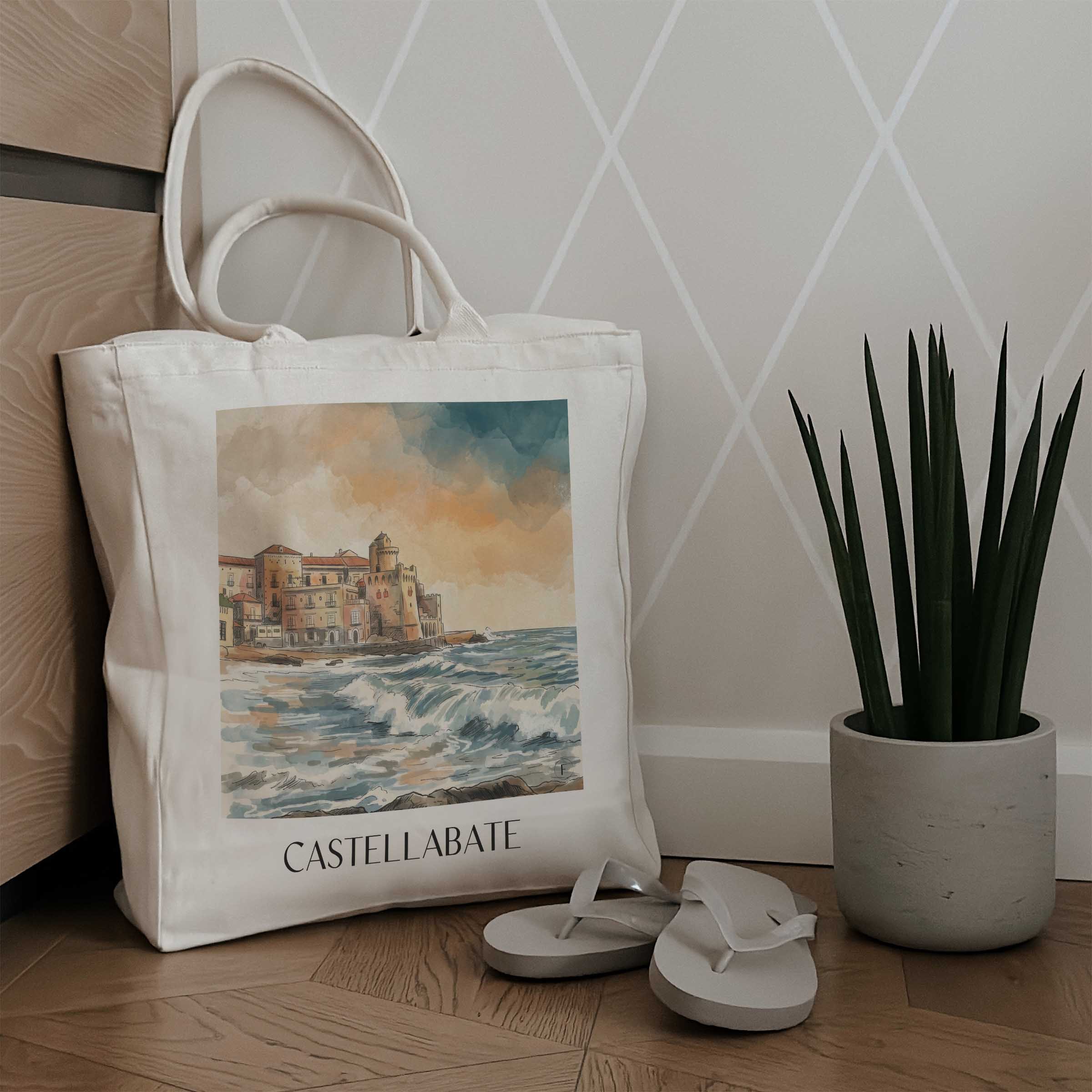 castellabate-kampanien-italien-einkaufstasche-aquarell