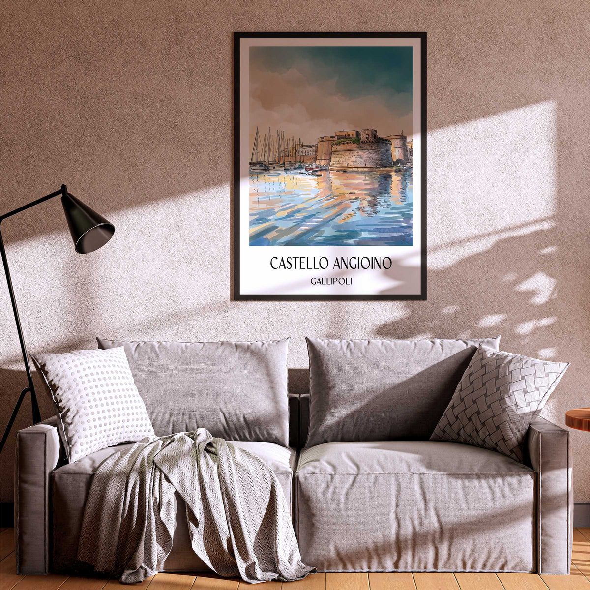 castello-angioino-gallipoli-italien-poster-aquarell
