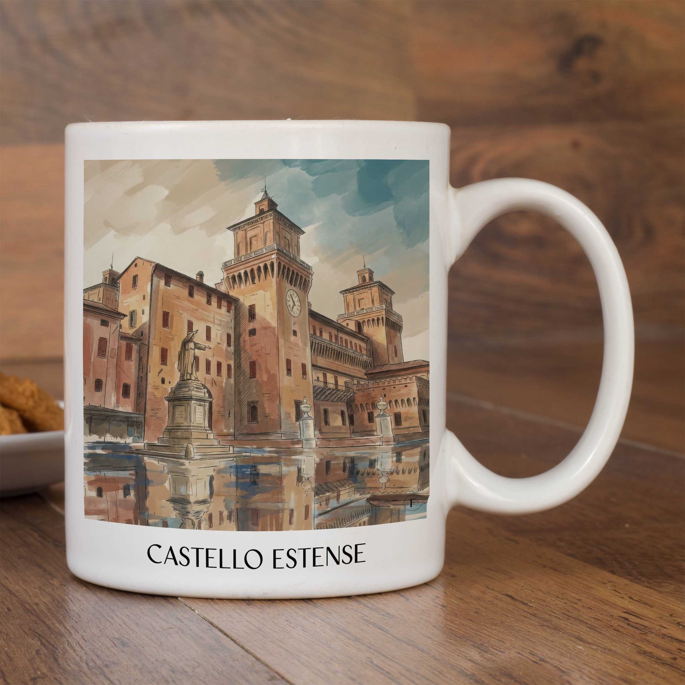 castello-estense-ferrara-italien-kaffeebecher-aquarell