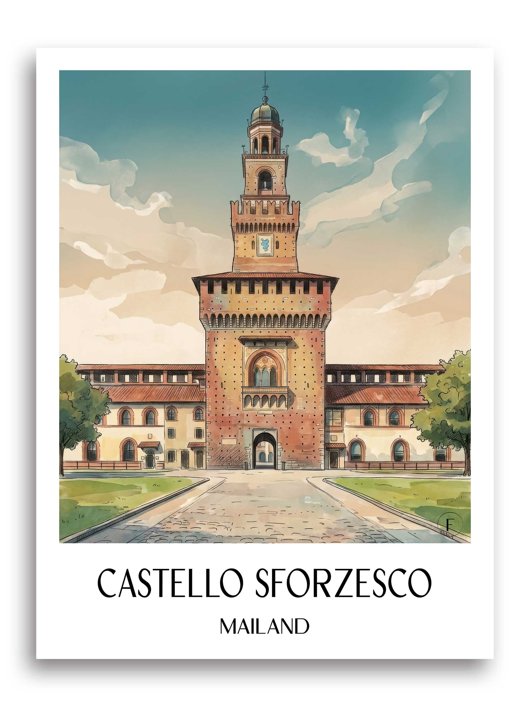 castello-sforzesco-mailand-italien-poster-aquarell