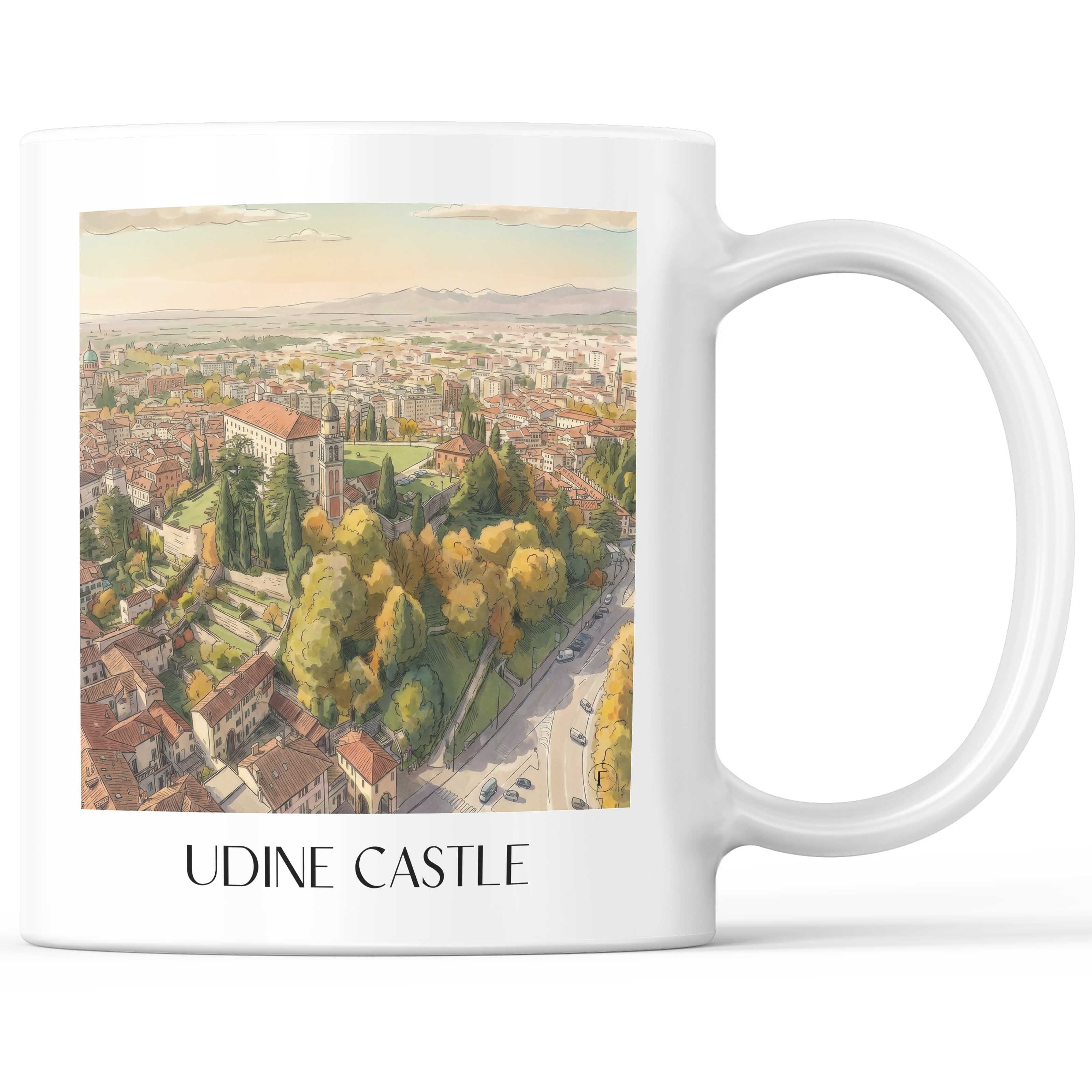 Castello di Udine Kaffeebecher - Friaul-Julisch Venetien - Italien Becher - Kaffeetasse im Aquarell Stil - favplace