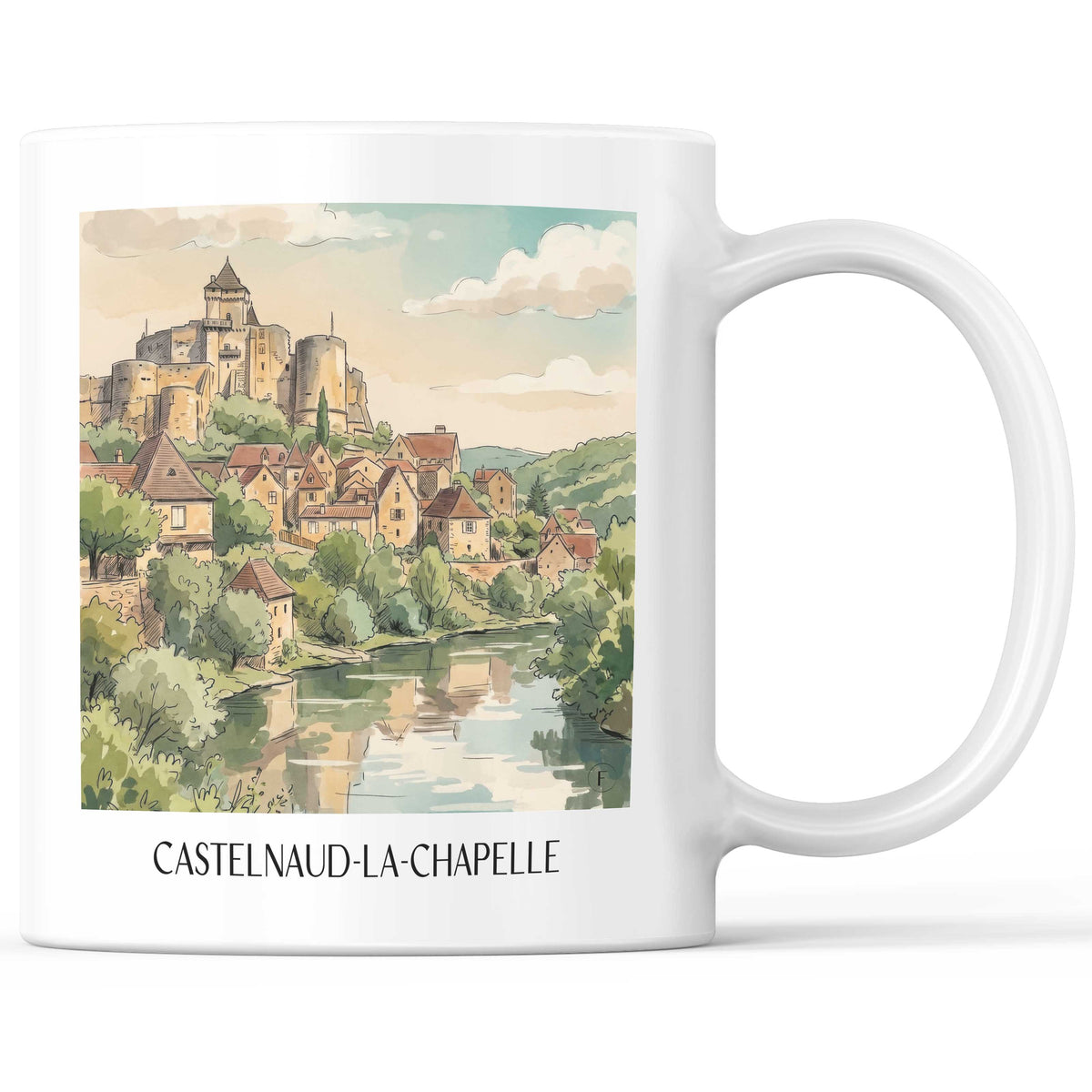 Castelnaud-la-Chapelle Kaffeebecher - Périgord Noir - Frankreich Becher - Kaffeetasse im Aquarell Stil - favplace