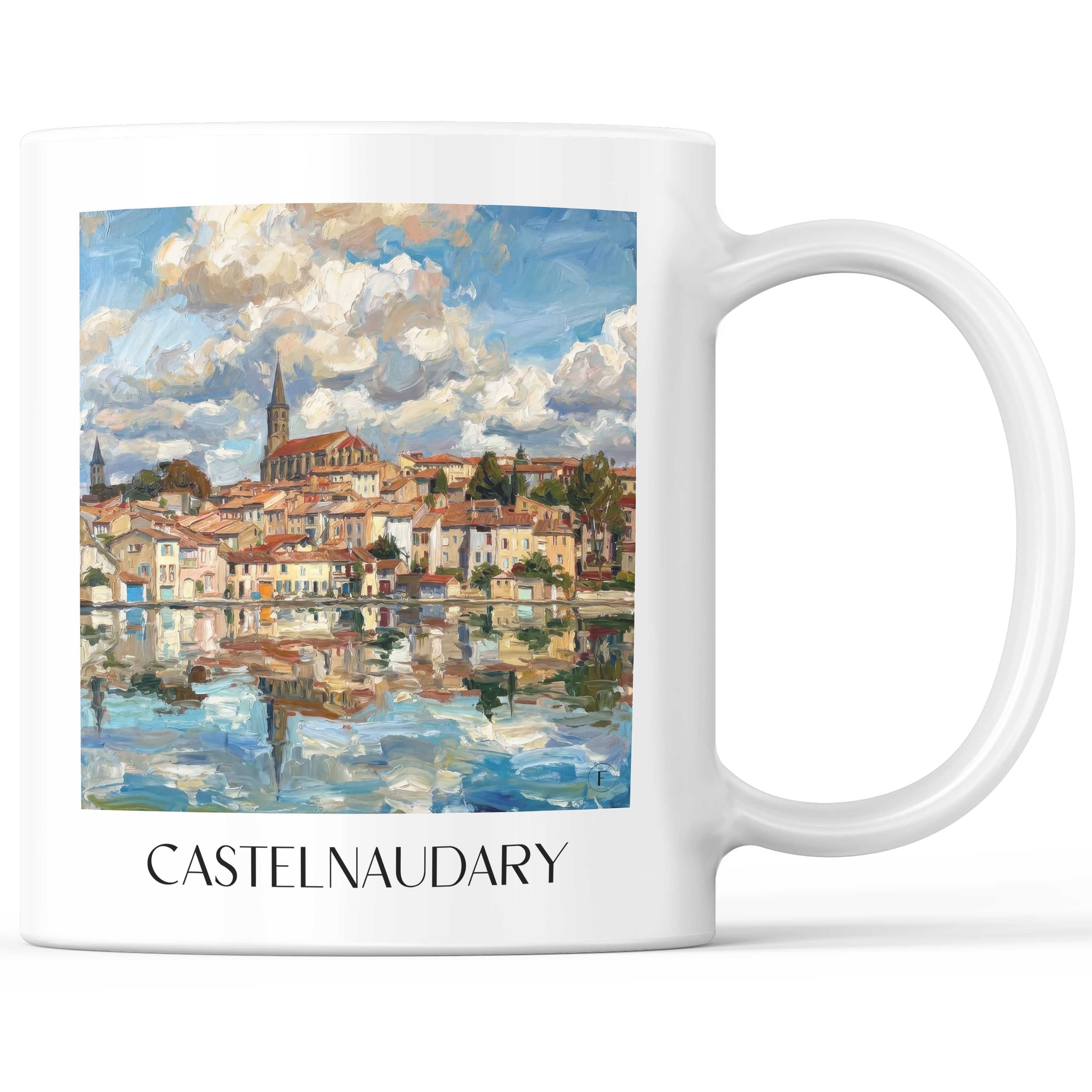 Castelnaudary Kaffeebecher - Lauragais - Frankreich Becher - Kaffeetasse im Ölgemälde Stil - favplace