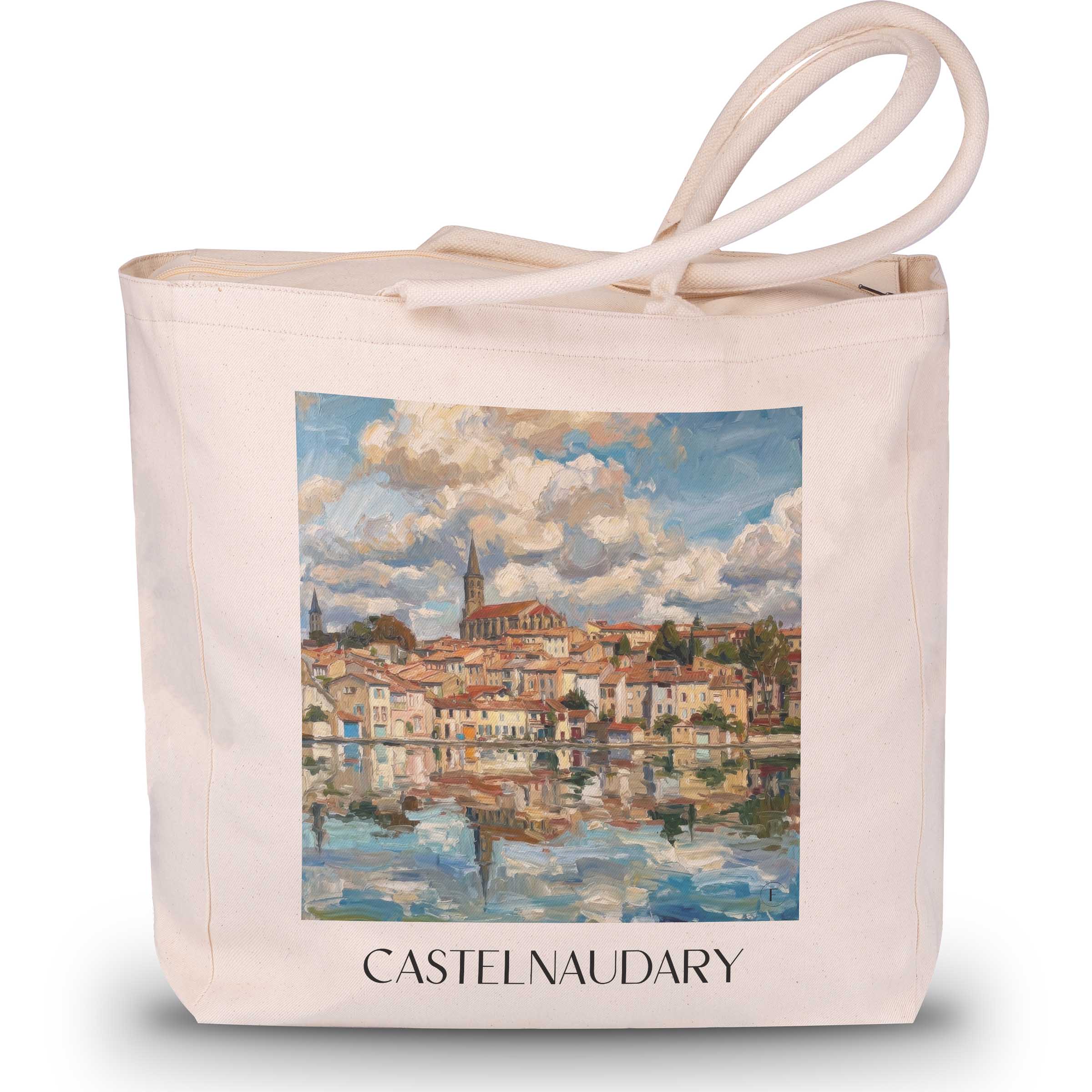 Castelnaudary Shopping Tasche - Lauragais - Frankreich Tote Bag - Einkaufstasche im Ölgemälde Stil - favplace