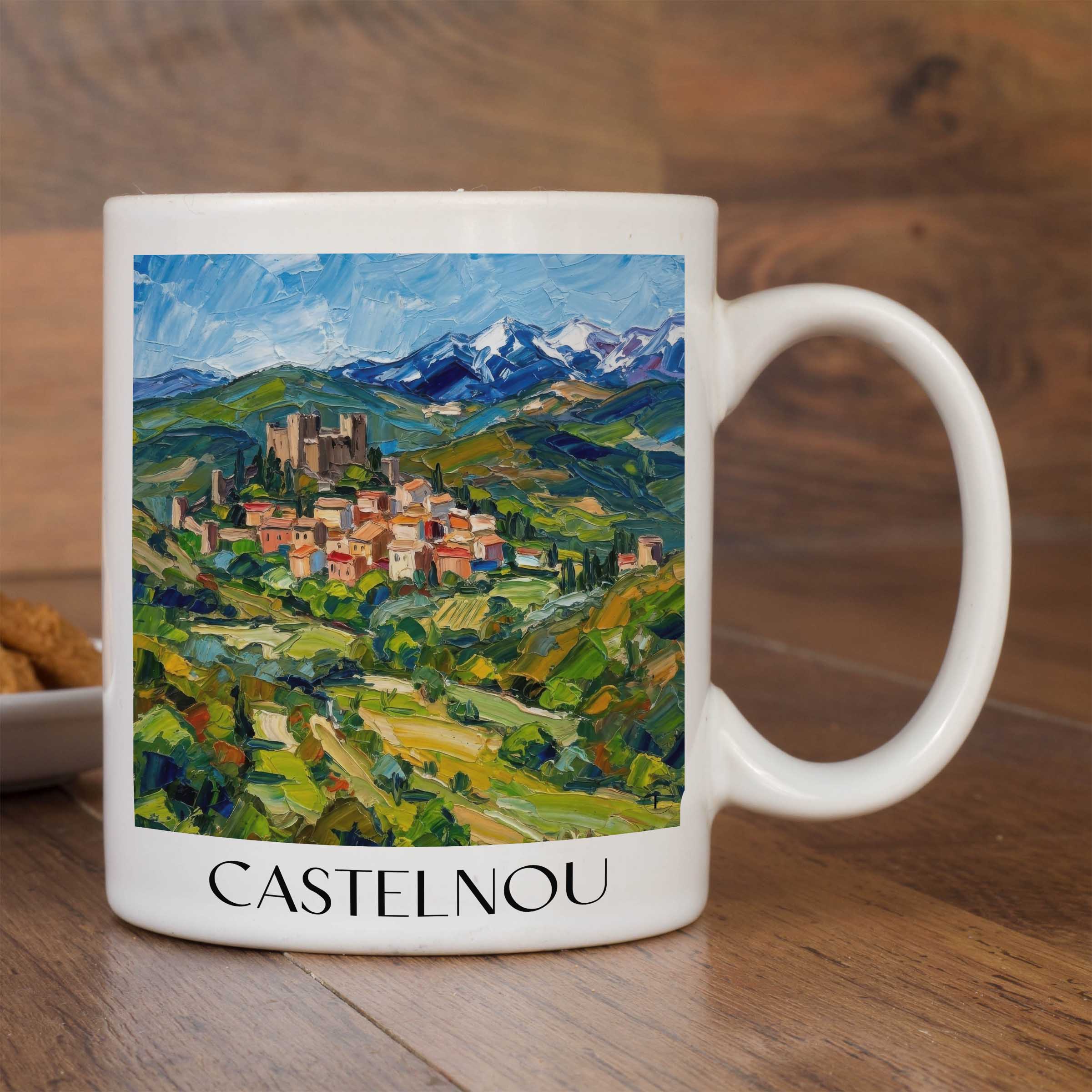 castelnou--aspres-frankreich-kaffeebecher-oil-painting-oelgemaelde
