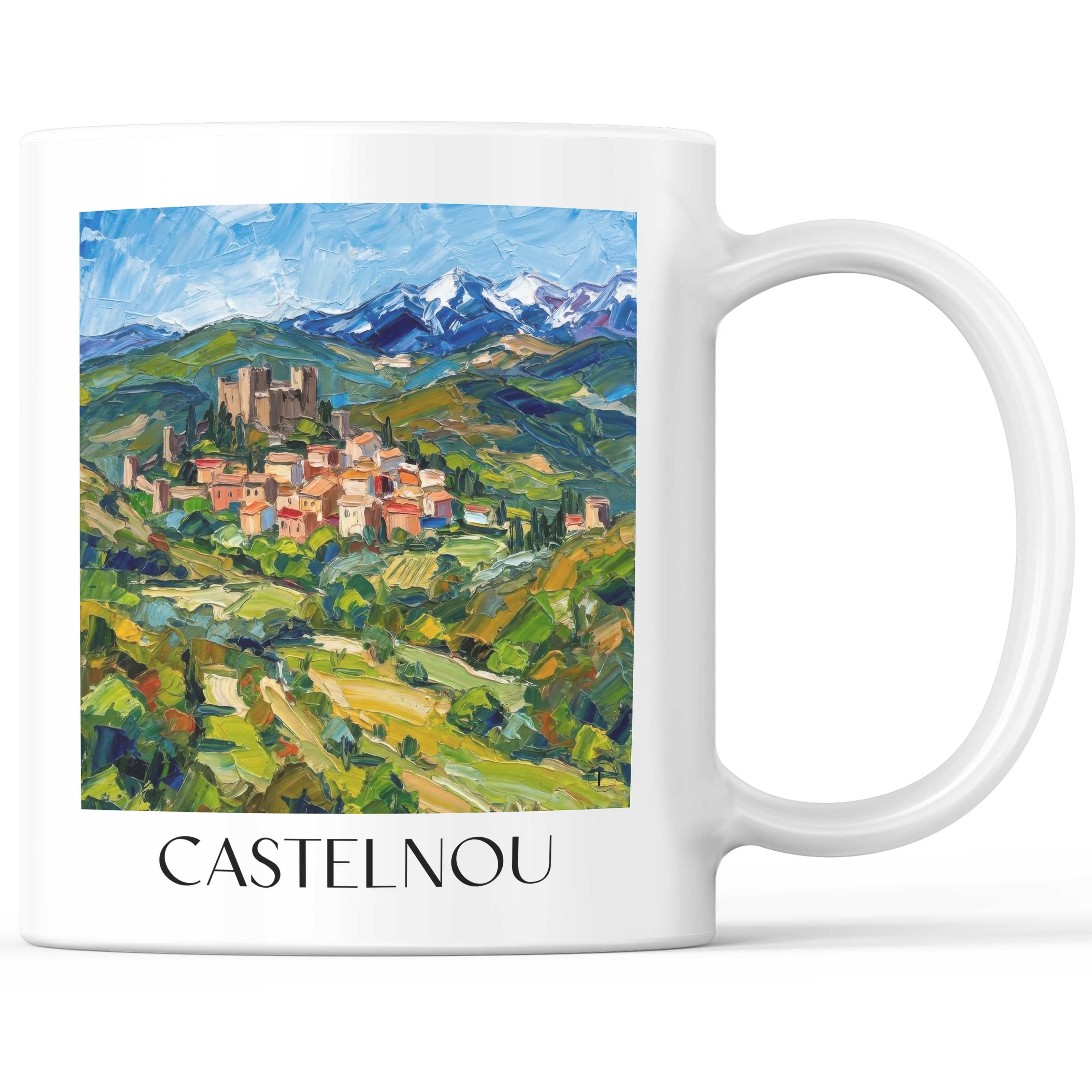 Castelnou Kaffeebecher - Aspres - Frankreich Becher - Kaffeetasse im Ölgemälde Stil - favplace