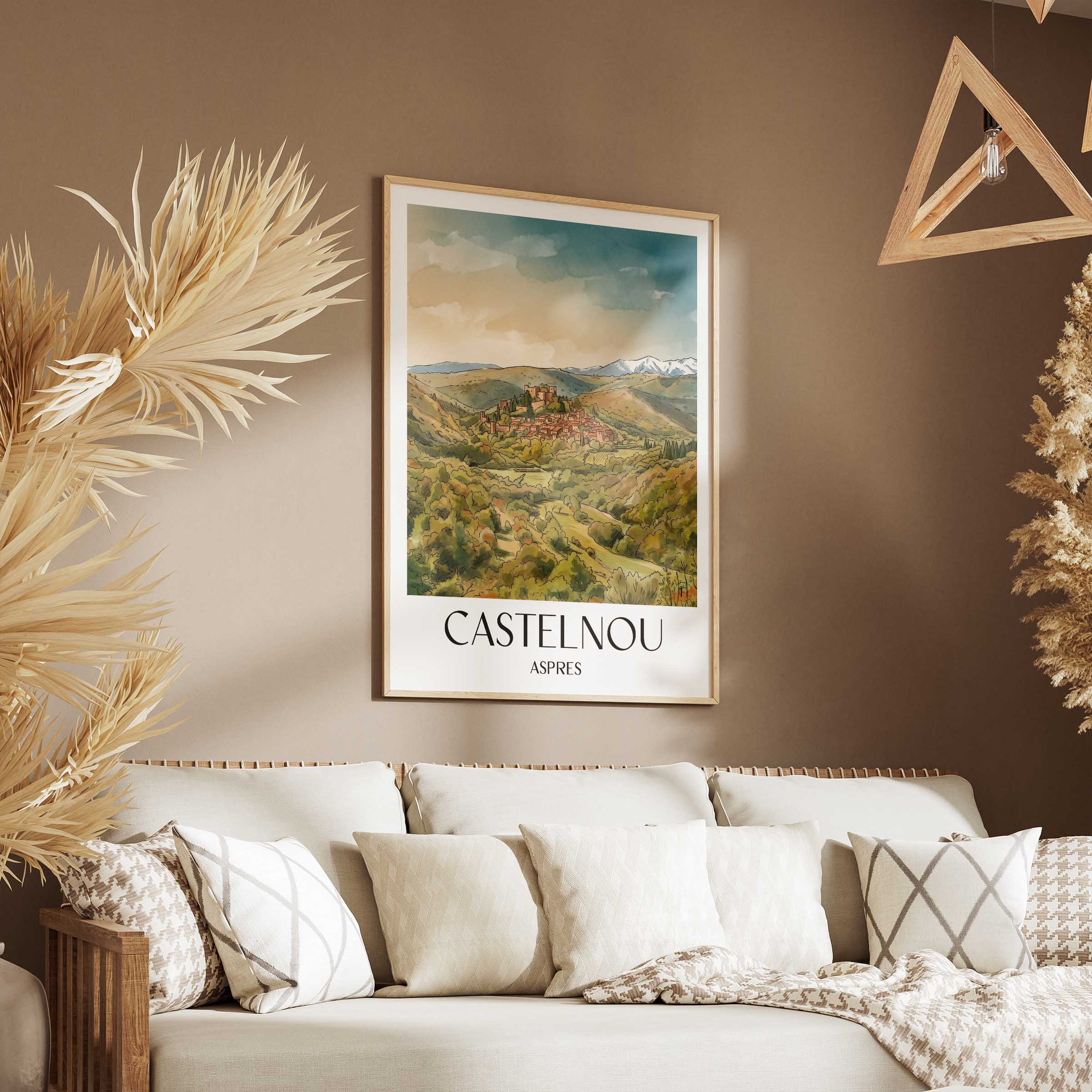 castelnou--aspres-frankreich-poster-aquarell