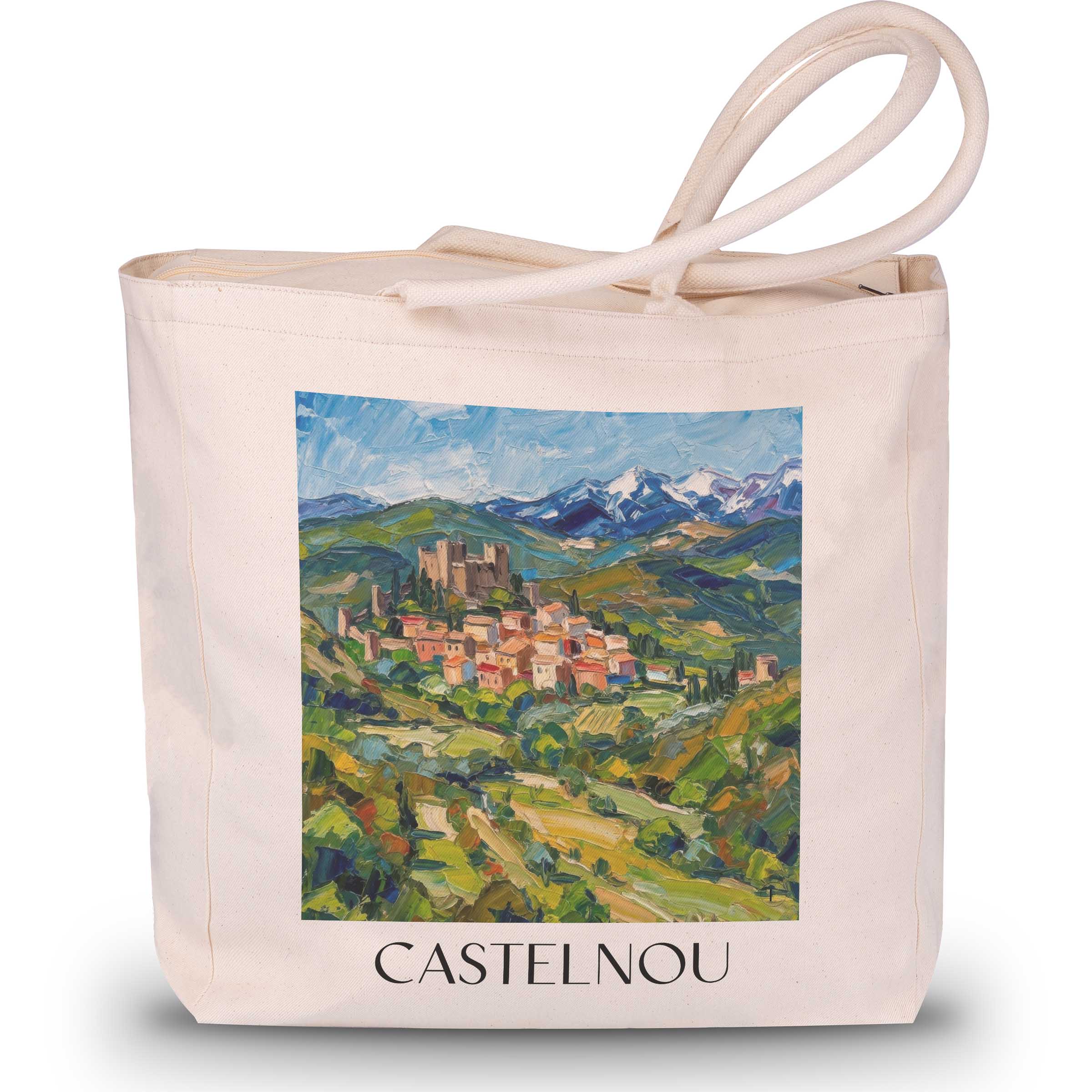 Castelnou Shopping Tasche - Aspres - Frankreich Tote Bag - Einkaufstasche im Ölgemälde Stil - favplace