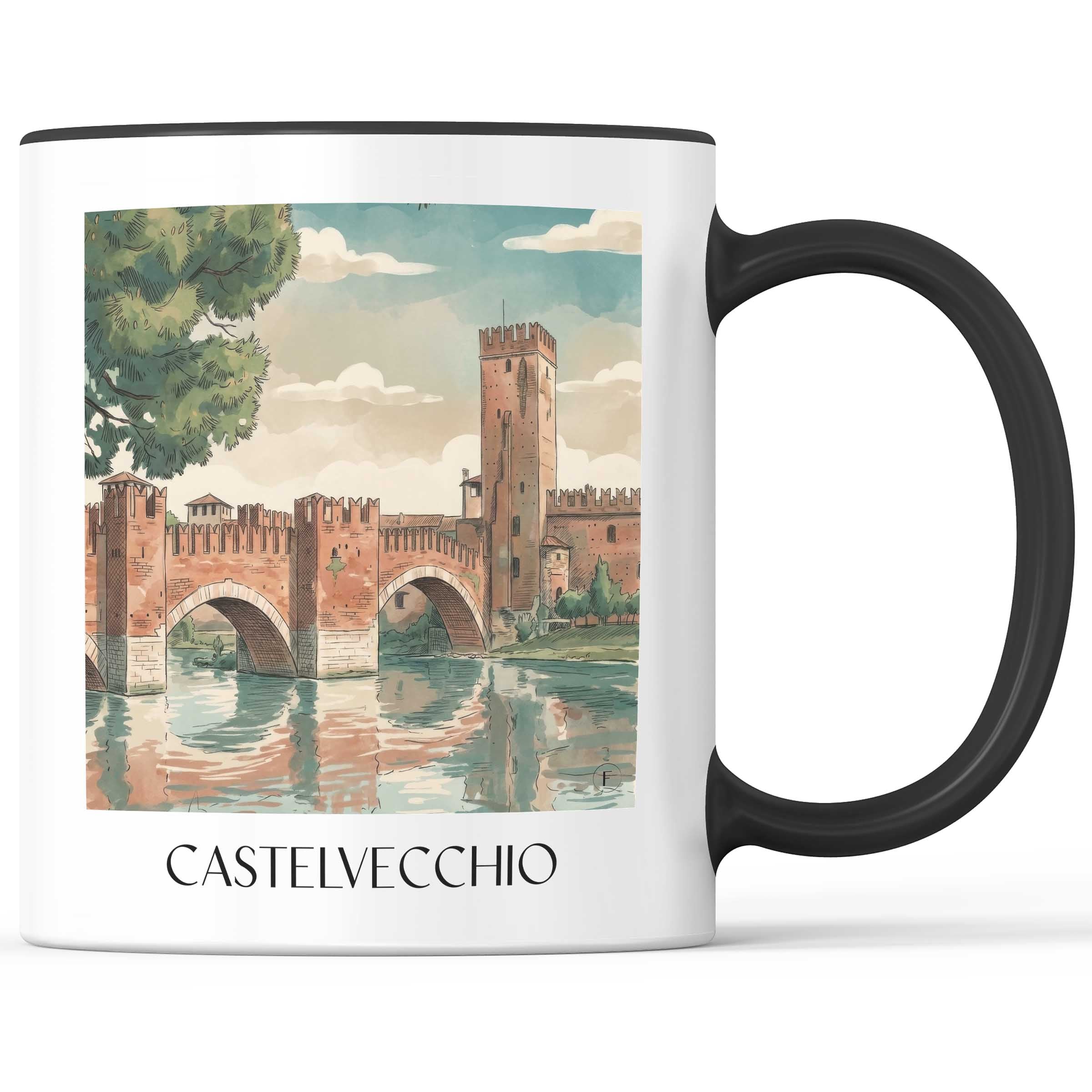 Castelvecchio Kaffeebecher - Verona - Italien Becher - Kaffeetasse im Aquarell Stil - favplace