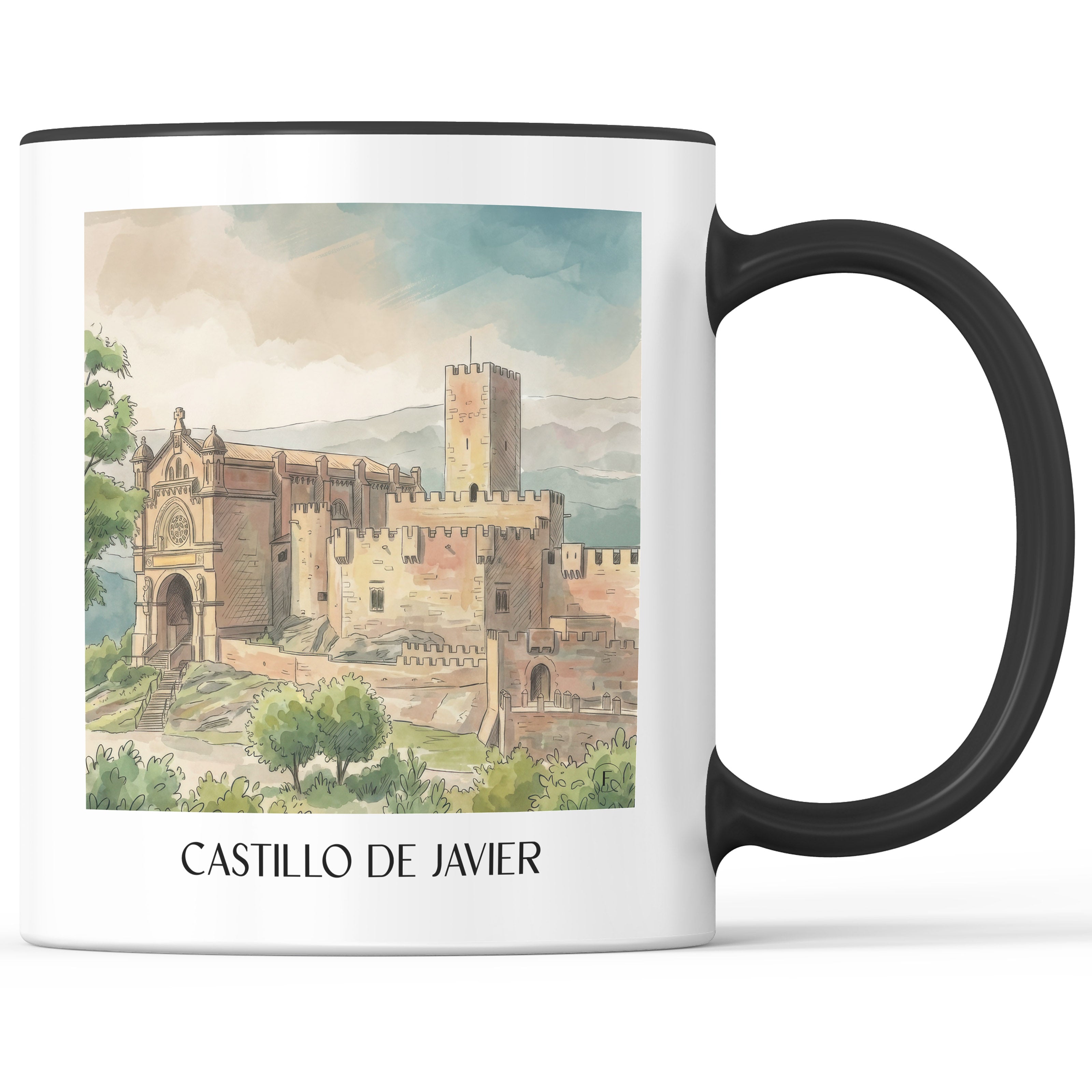 castillo-de-javier-spanien-spanien-kaffeebecher-aquarell