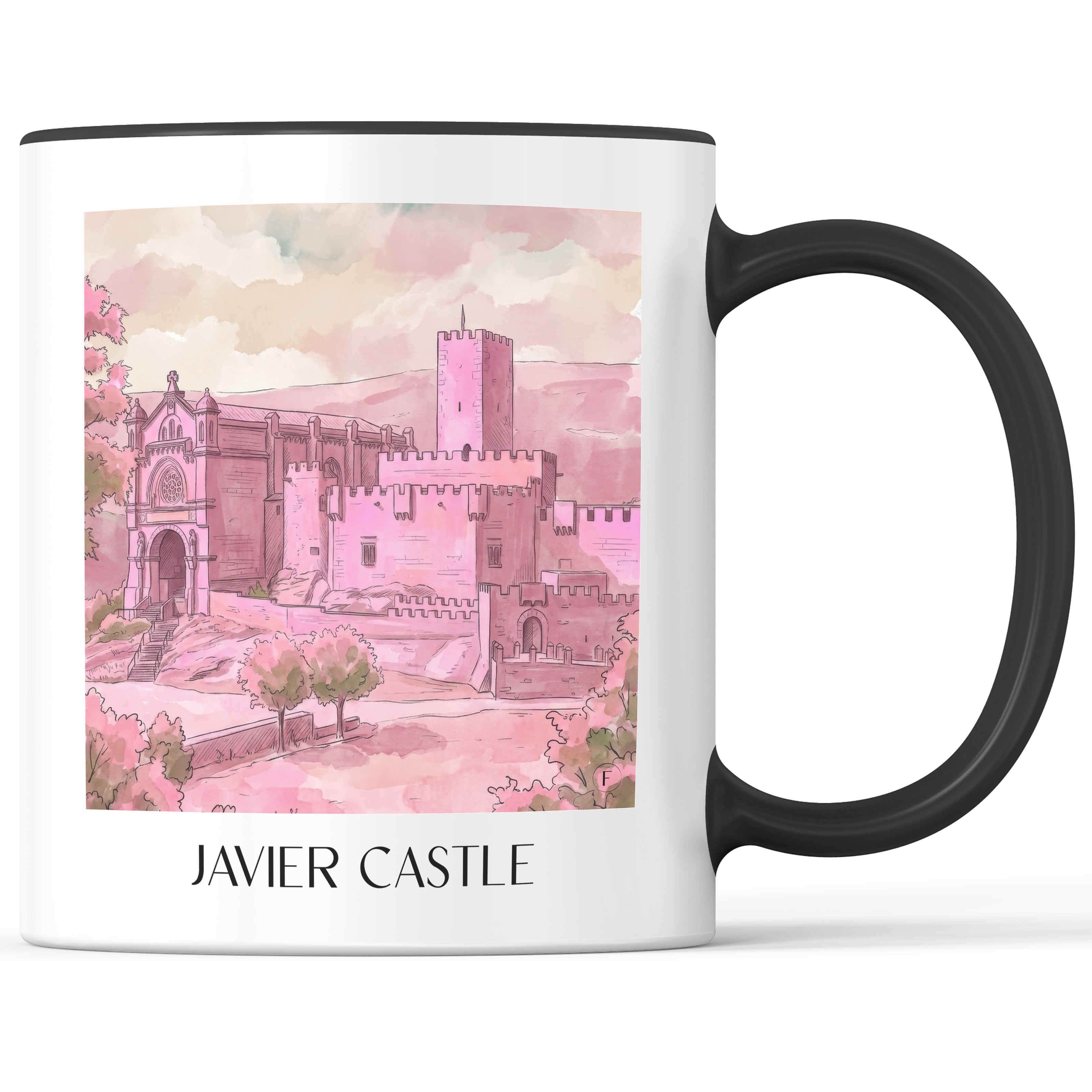 Castillo de Javier Kaffeebecher - Spanien - Spanien und Spanien Becher - Kaffeetasse im Aquarell Pink Stil - favplace