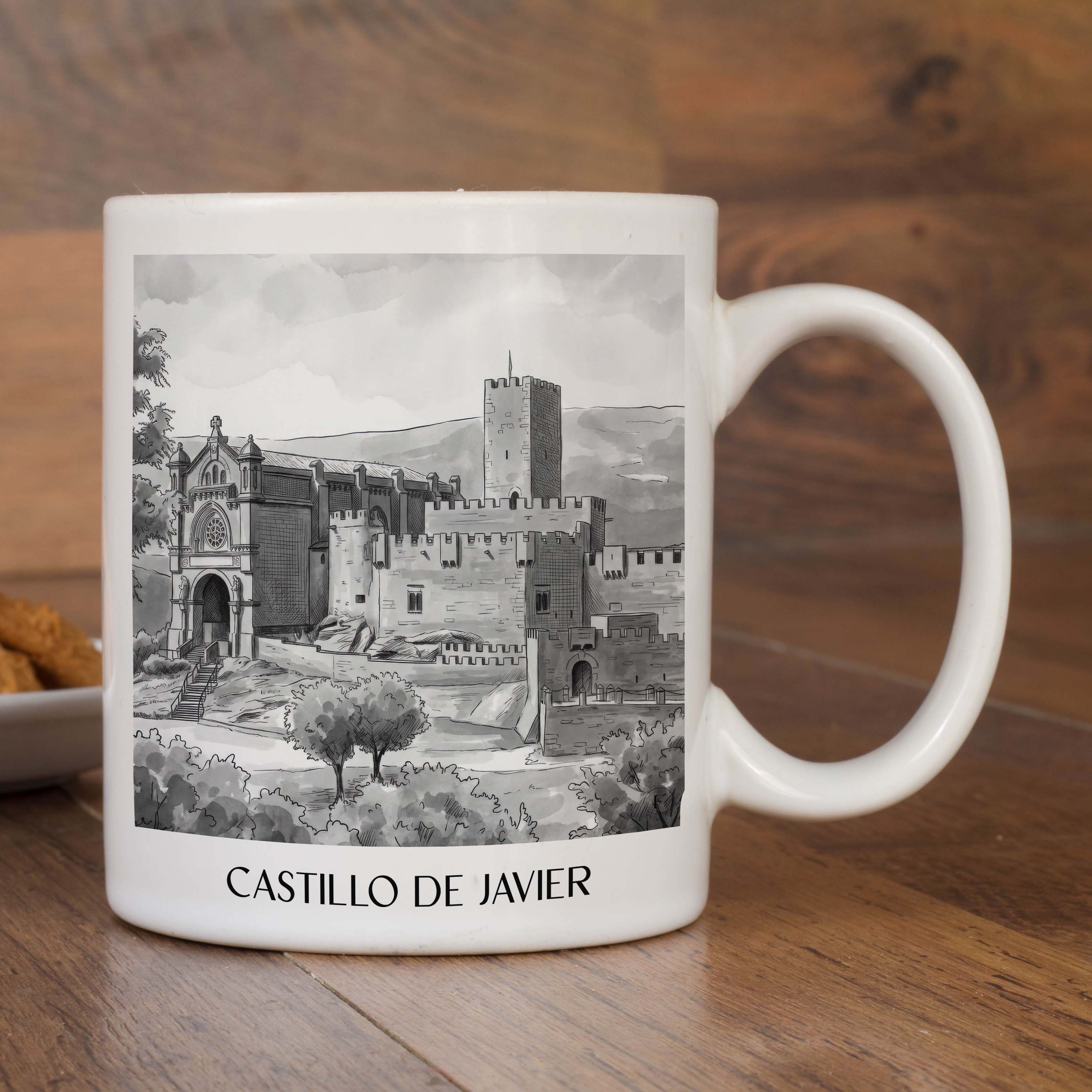 castillo-de-javier-spanien-spanien-und-spanien-kaffeebecher-aquarell-schwarz-weiss