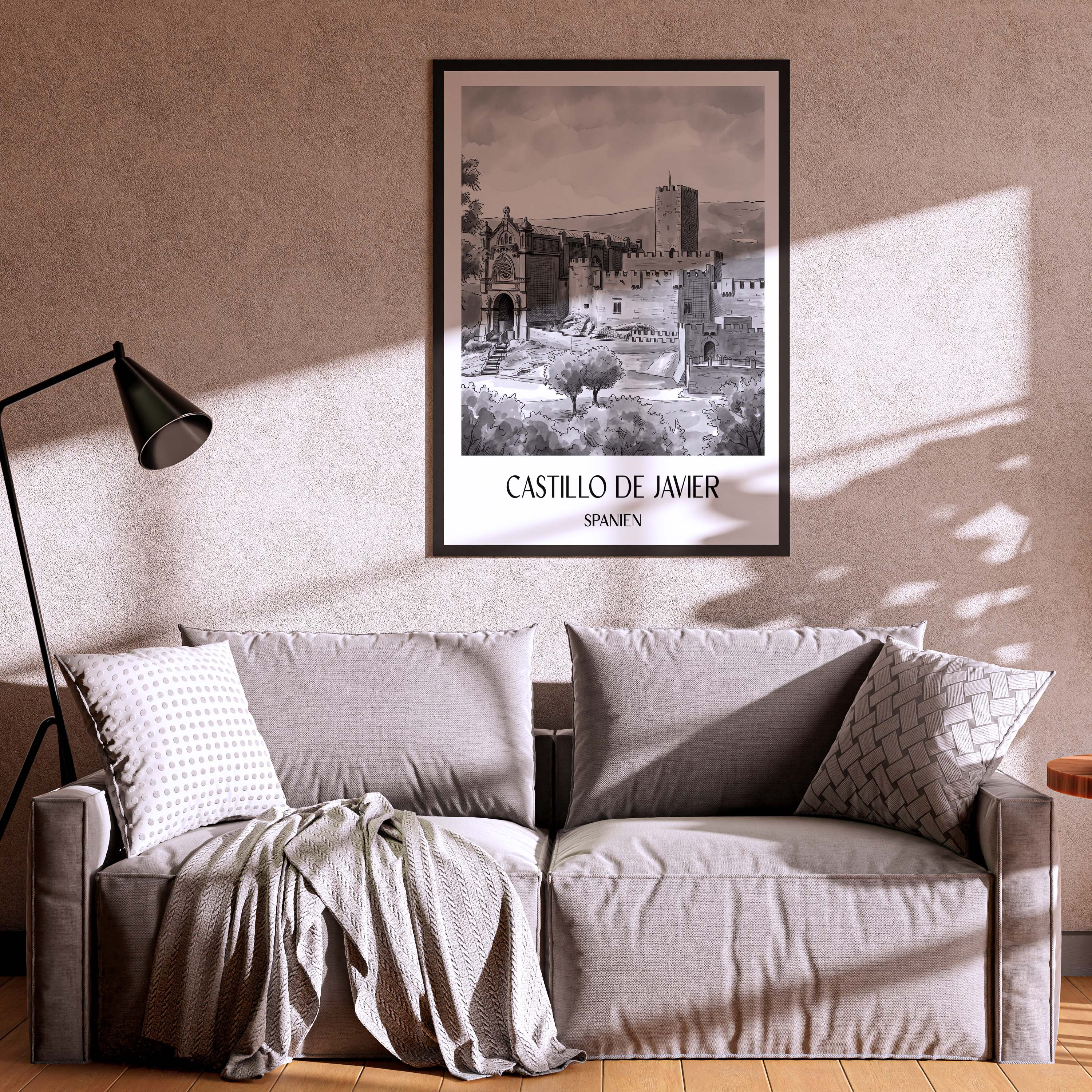 castillo-de-javier-spanien-spanien-poster-aquarell-schwarz-weiss