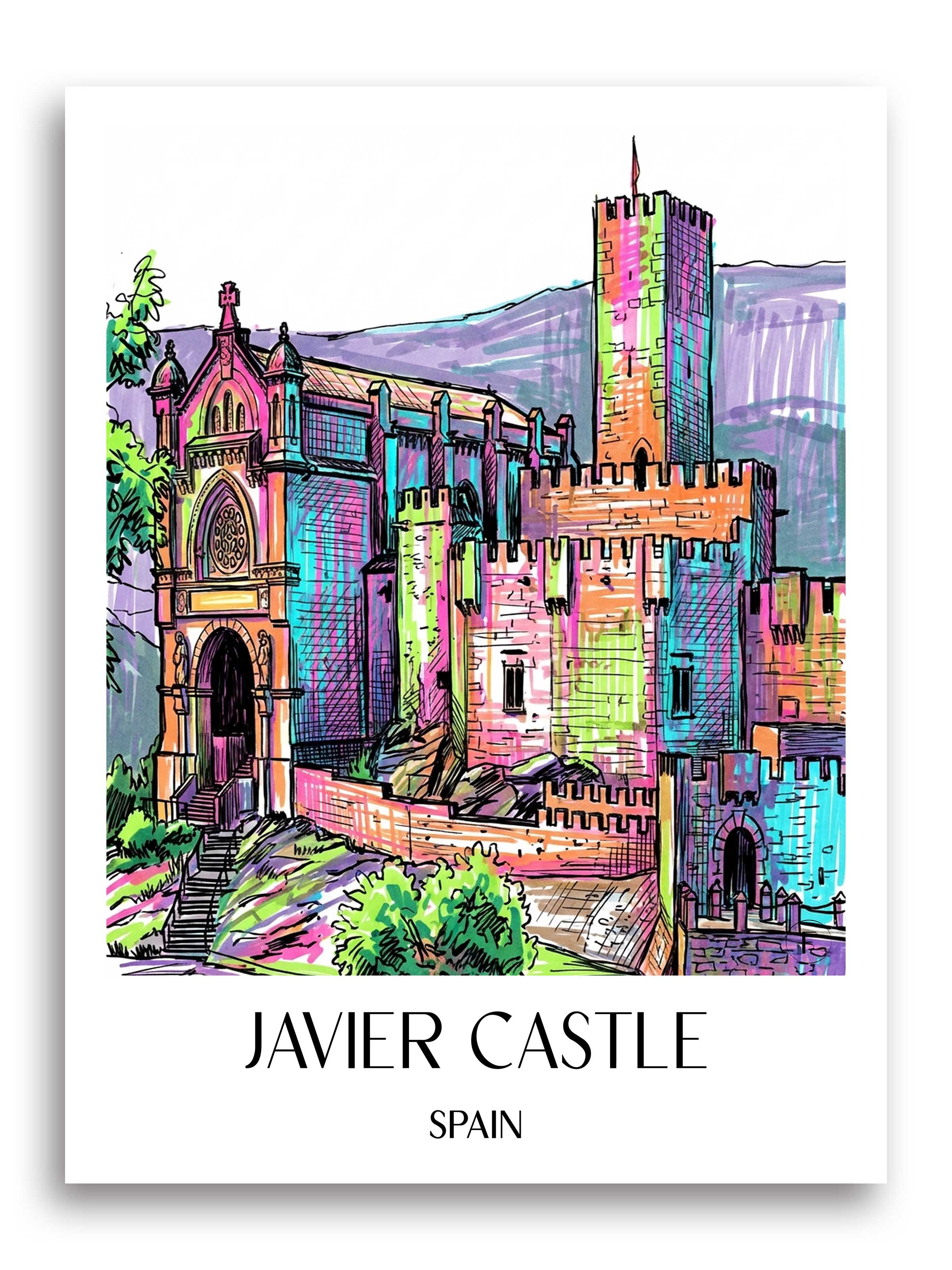 Castillo de Javier Poster - Spanien - Spanien Kunstdruck - Tag Graffiti von A4 bis A1 - favplace