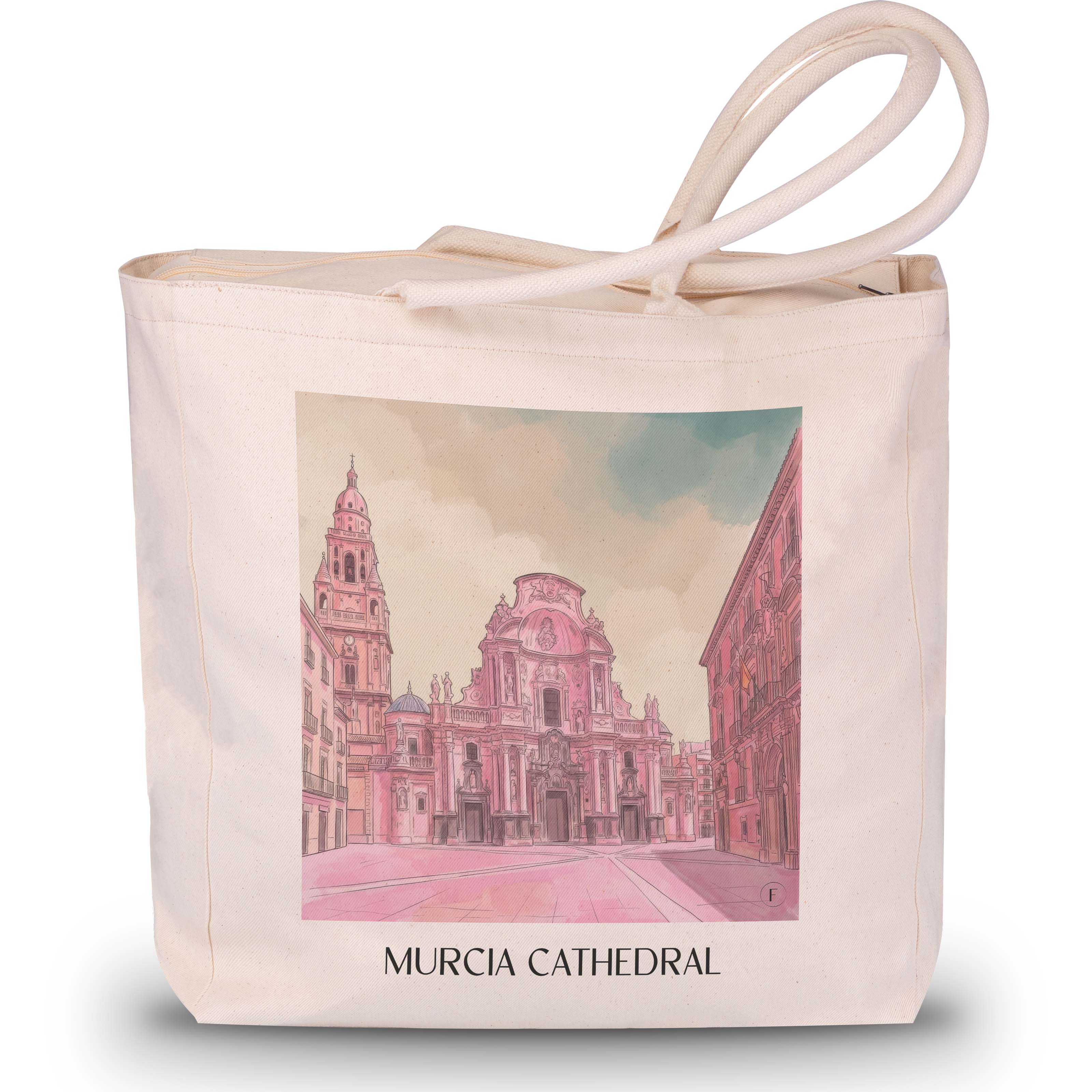 Catedral de Murcia Shopping Tasche - Spanien - Spanien Tote Bag - Einkaufstasche im Aquarell Pink Stil - favplace