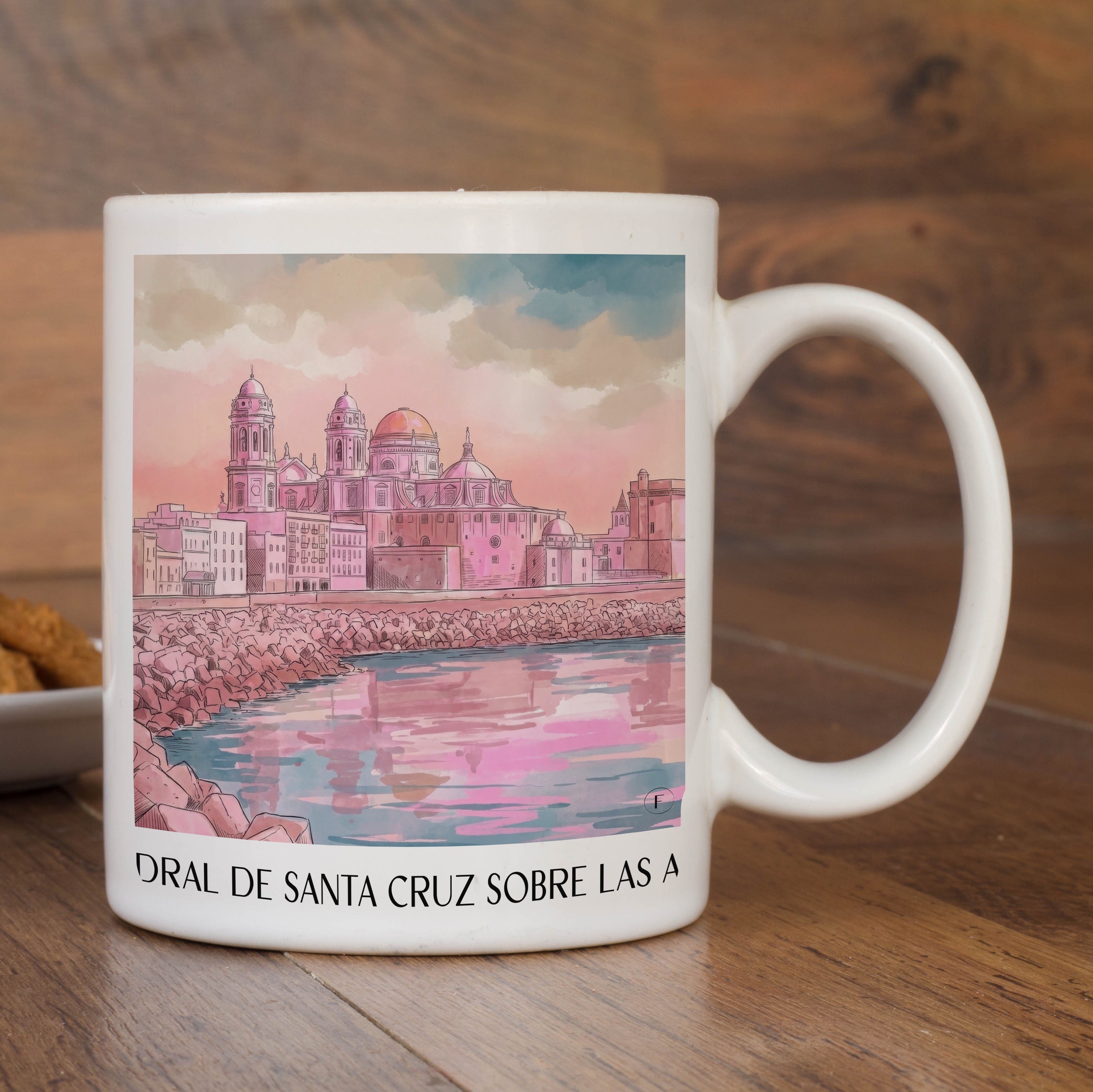 catedral-de-santa-cruz-sobre-las-aguas-cádiz-spanien-kaffeebecher-aquarell-pink-rosa