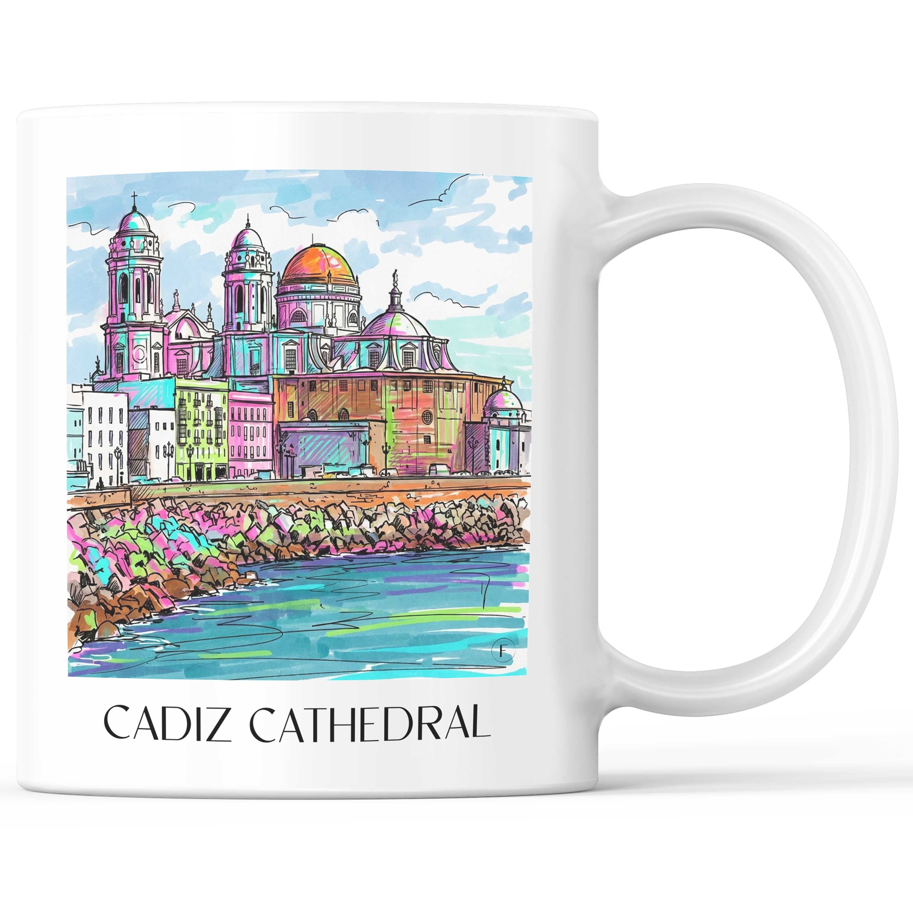 Catedral de Santa Cruz sobre las aguas Kaffeebecher - Cádiz - Spanien Becher - Kaffeetasse im Tag Graffiti Stil - favplace