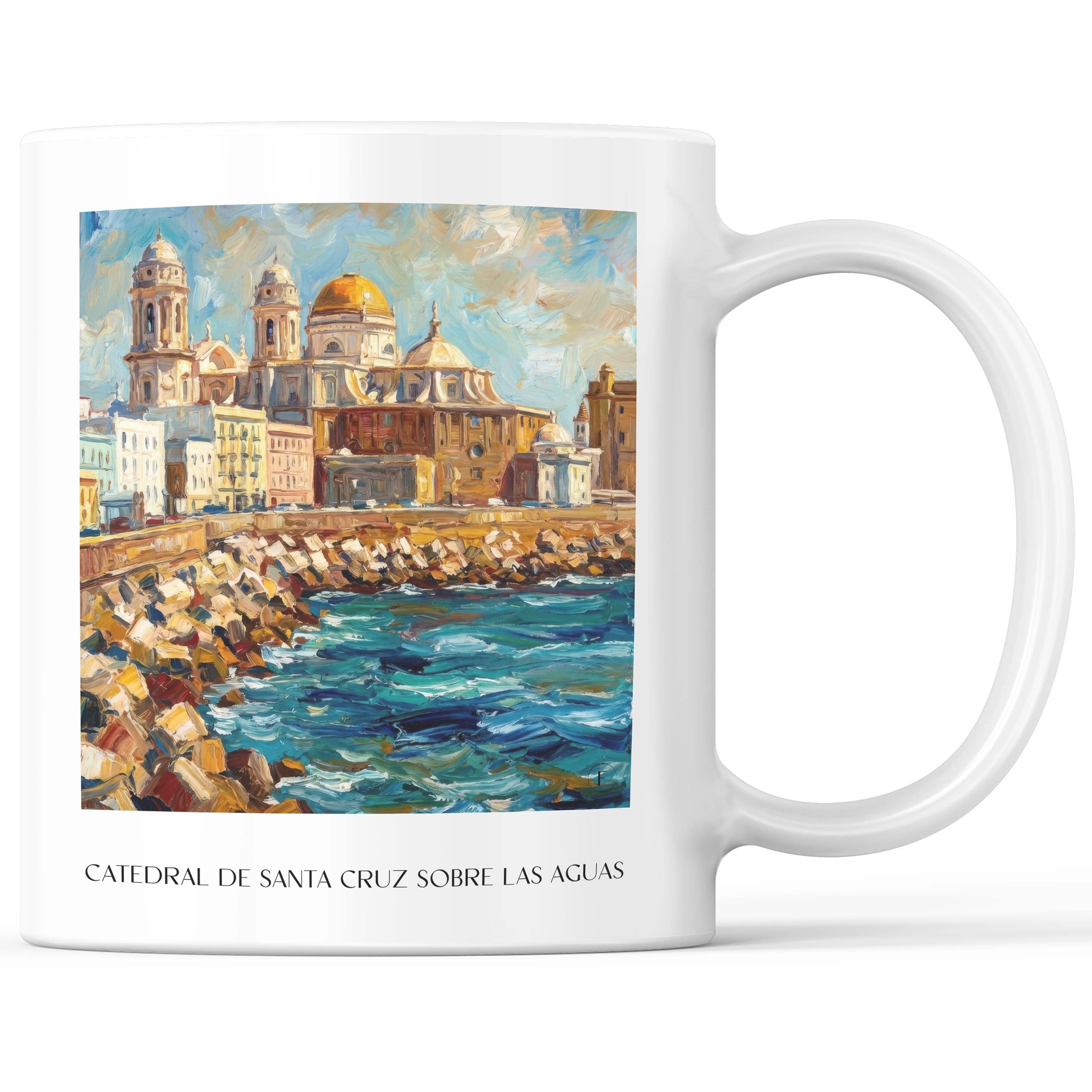 Catedral de Santa Cruz sobre las aguas Kaffeebecher - Cádiz - Spanien Becher - Kaffeetasse im Ölgemälde Stil - favplace