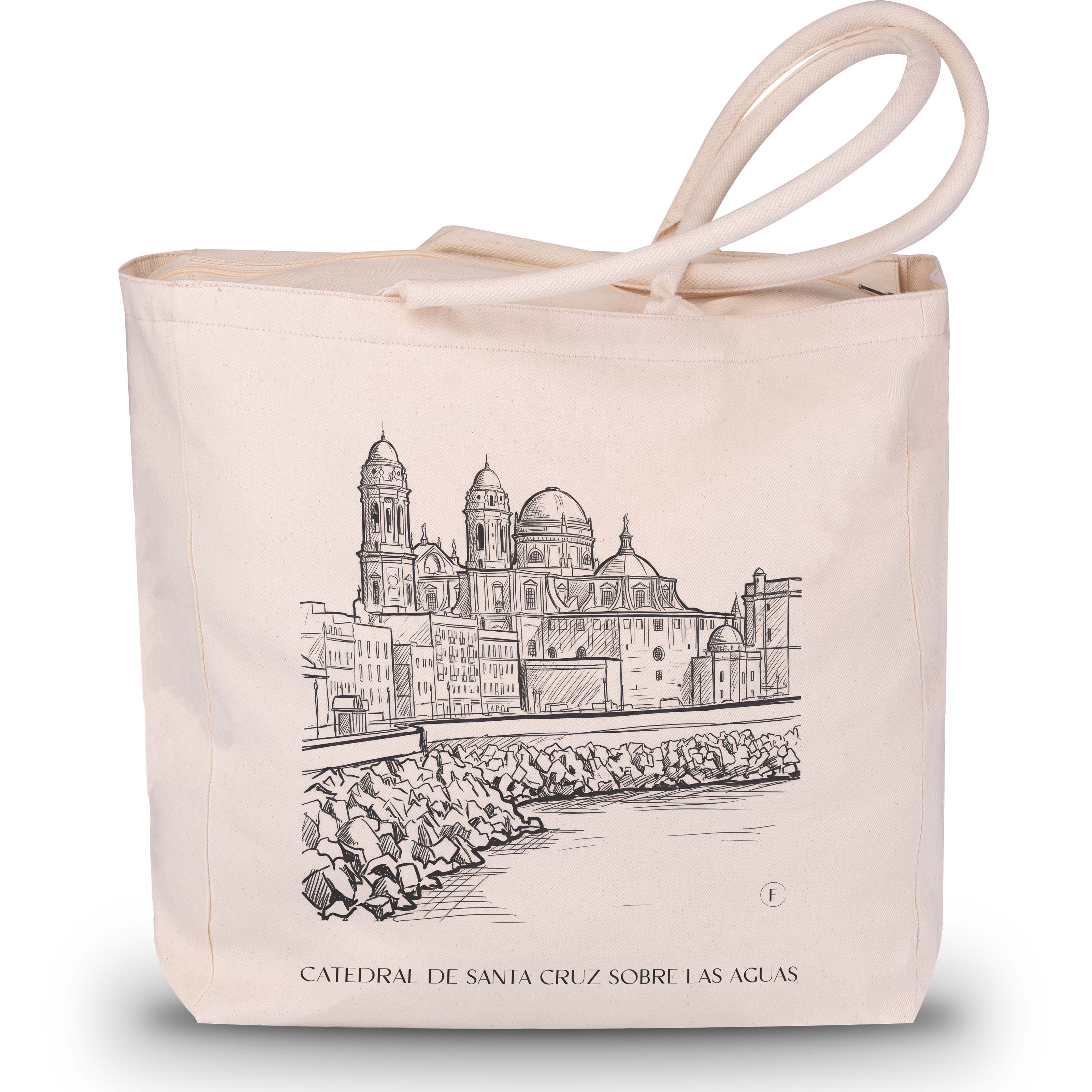 catedral-de-santa-cruz-sobre-las-aguas-cádiz-spanien-einkaufstasche-skizze
