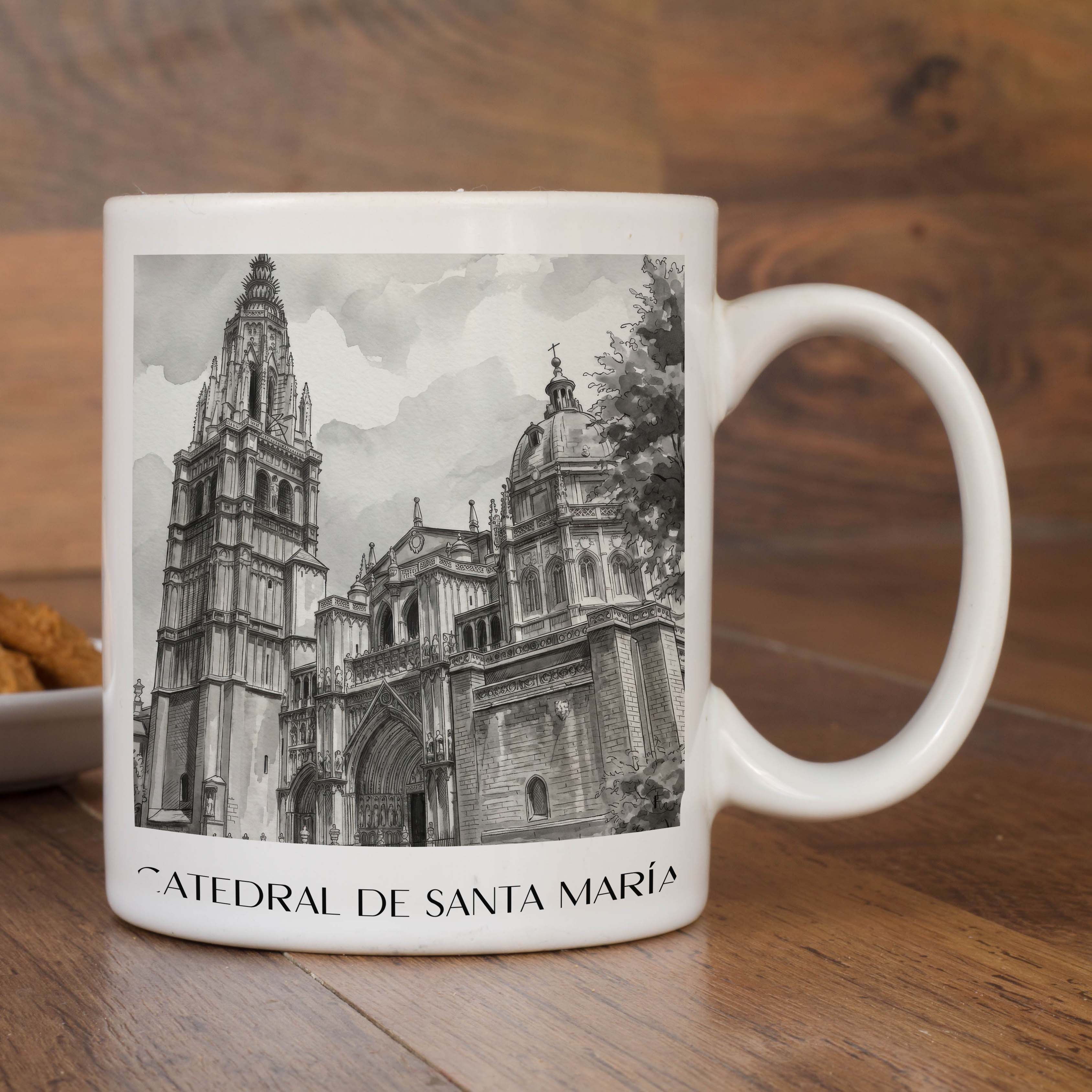 catedral-de-santa-maría-toledo-spanien-kaffeebecher-aquarell-schwarz-weiss