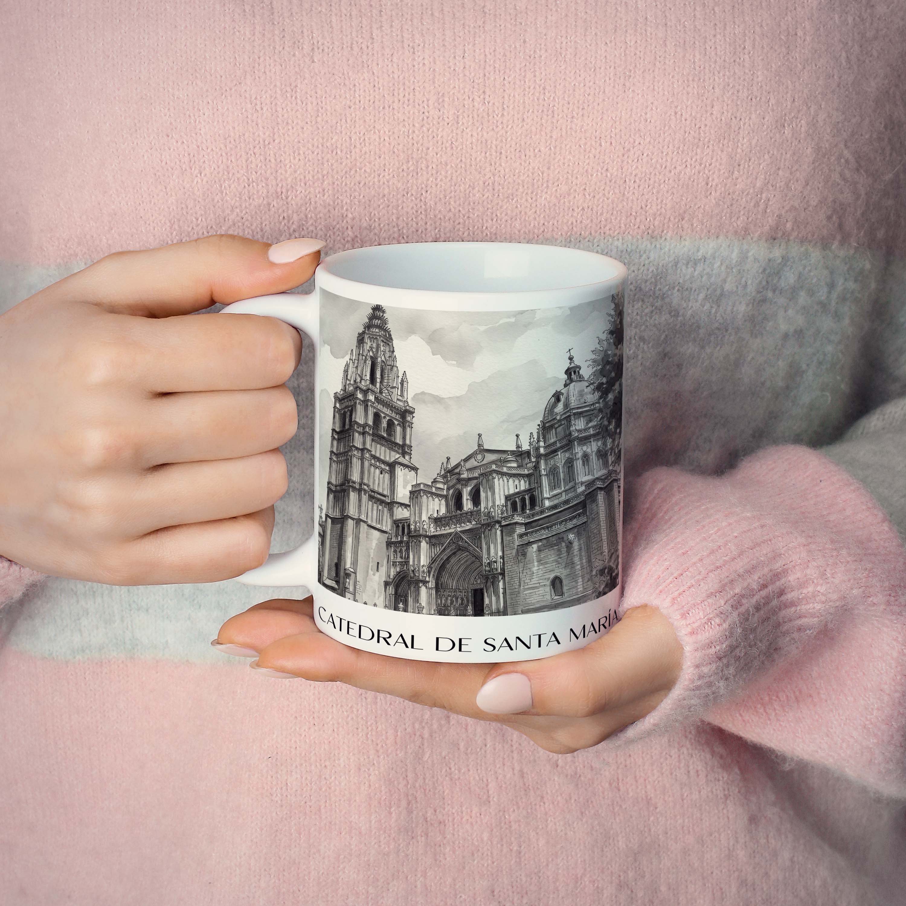 catedral-de-santa-maría-toledo-spanien-kaffeebecher-aquarell-schwarz-weiss
