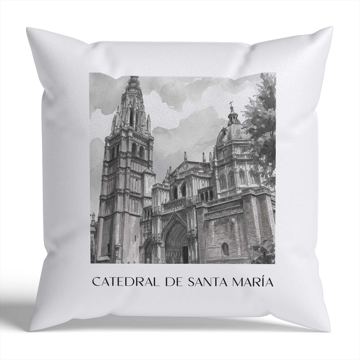 catedral-de-santa-maría-toledo-spanien-kissenbezug-aquarell-schwarz-weiss