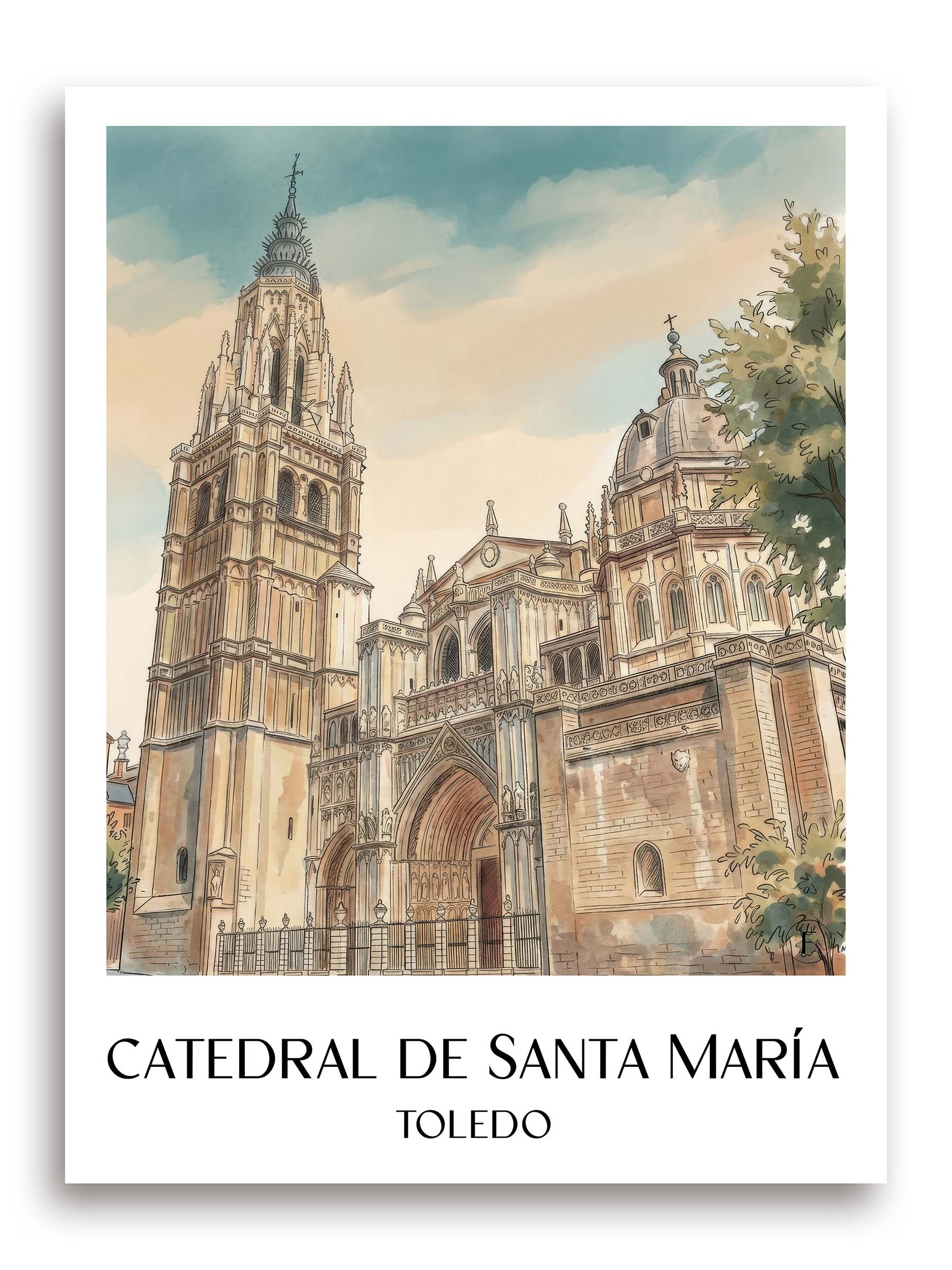 catedral-de-santa-maría-toledo-spanien-poster-aquarell