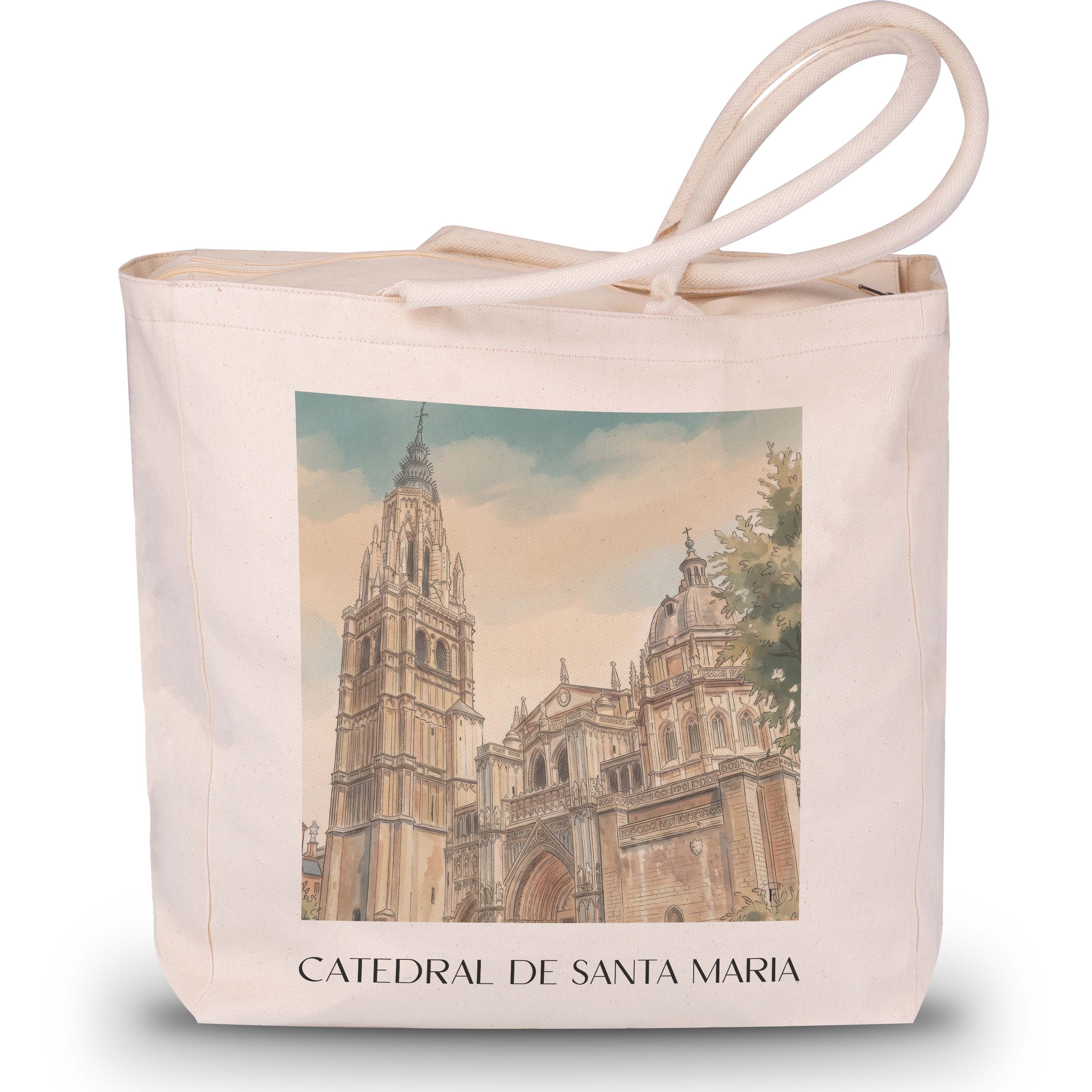 catedral-de-santa-maría-toledo-spanien-einkaufstasche-aquarell