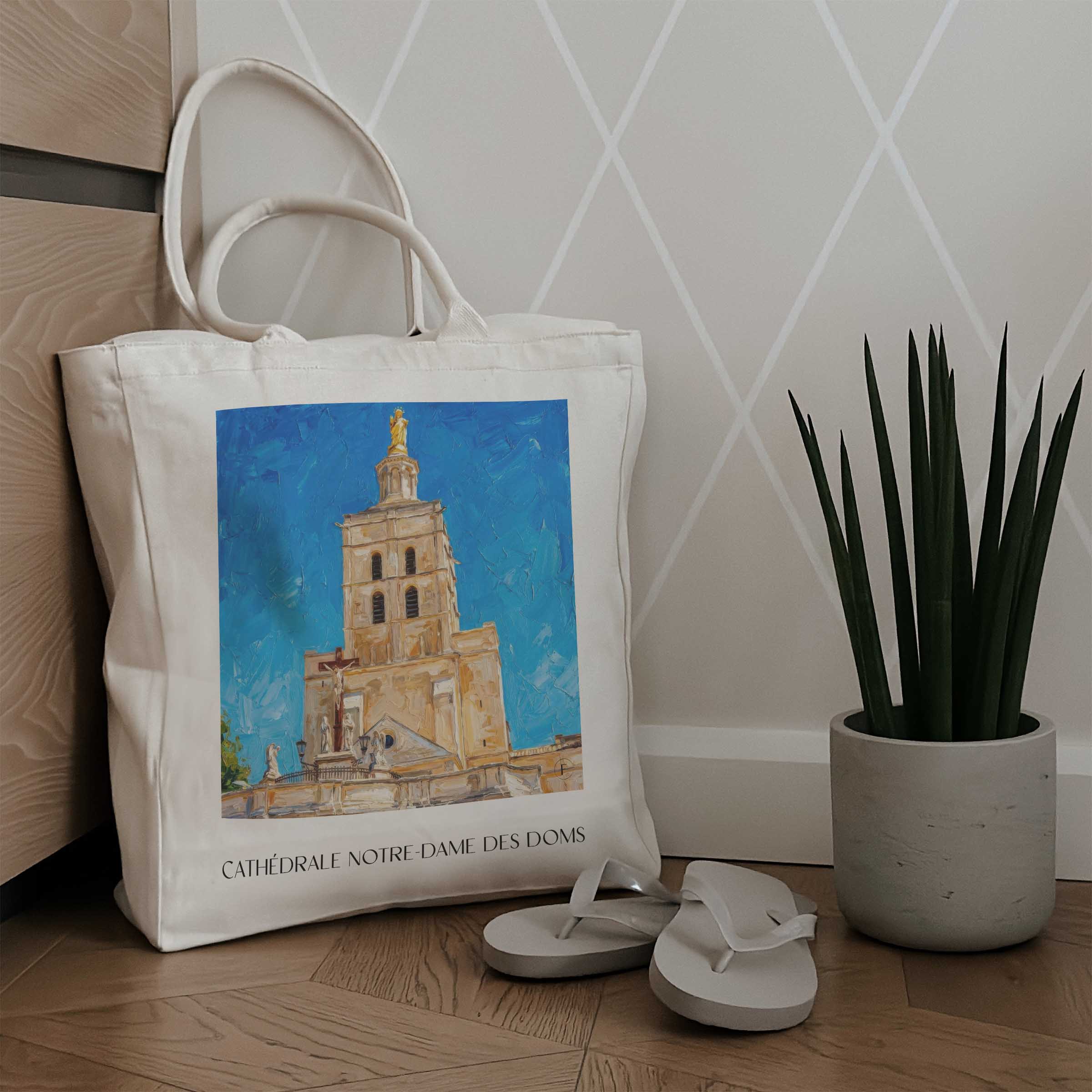 cathédrale-notre-dame-des-doms-avignon-frankreich-einkaufstasche-oil-painting-oelgemaelde