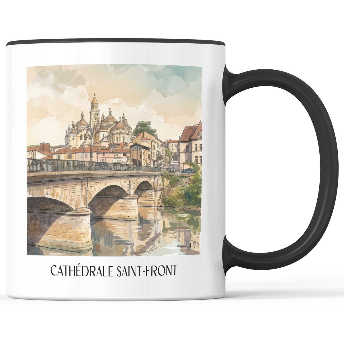 cathédrale-saint-front-périgueux-frankreich-kaffeebecher-aquarell