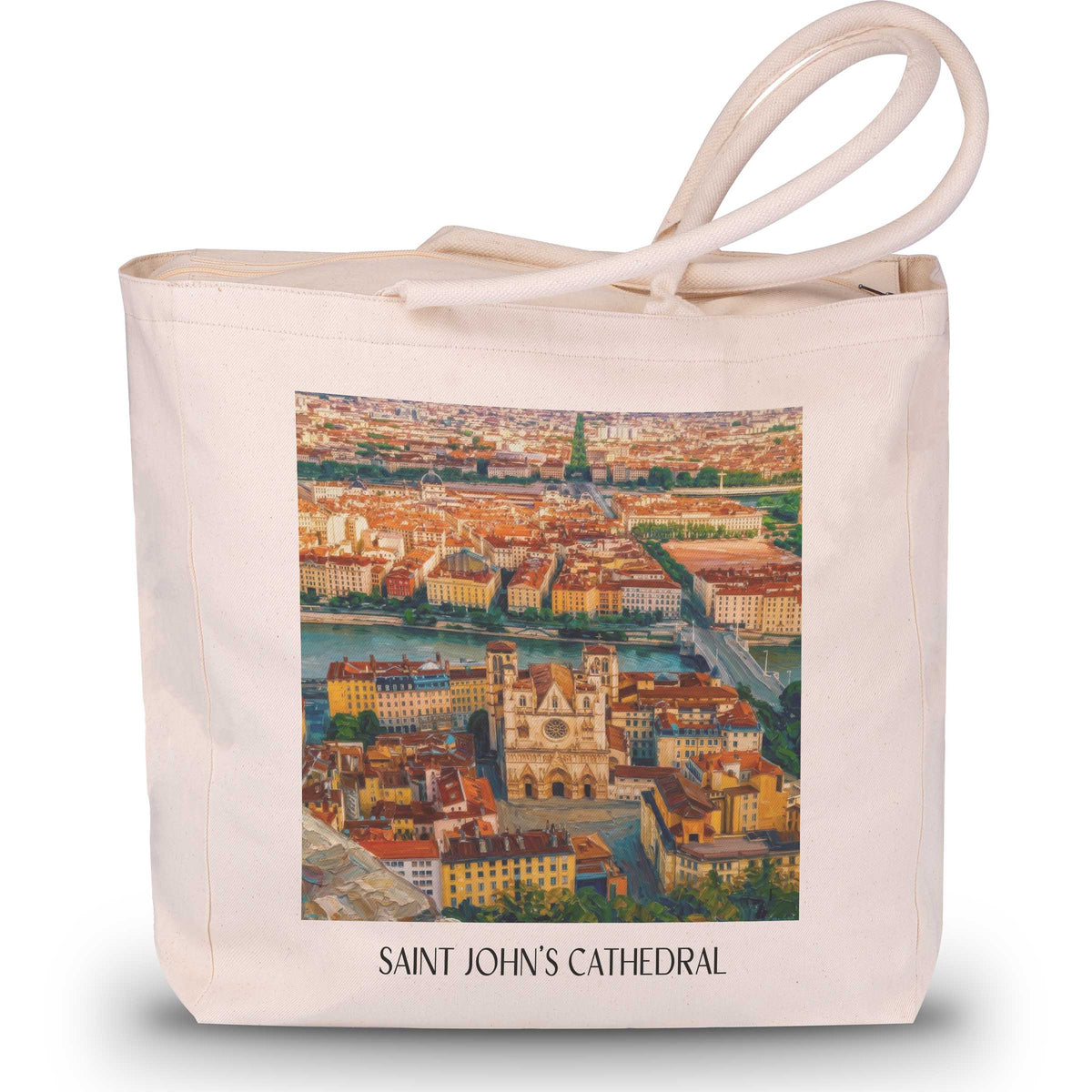 Cathédrale Saint-Jean Shopping Tasche - Lyon - Frankreich Tote Bag - Einkaufstasche im Ölgemälde Stil - favplace