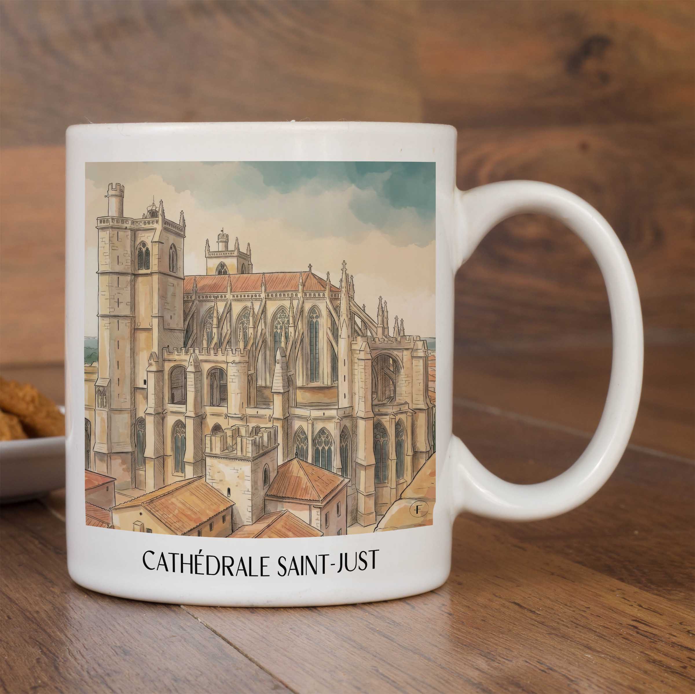 cathédrale-saint-just-narbonne-frankreich-kaffeebecher-aquarell