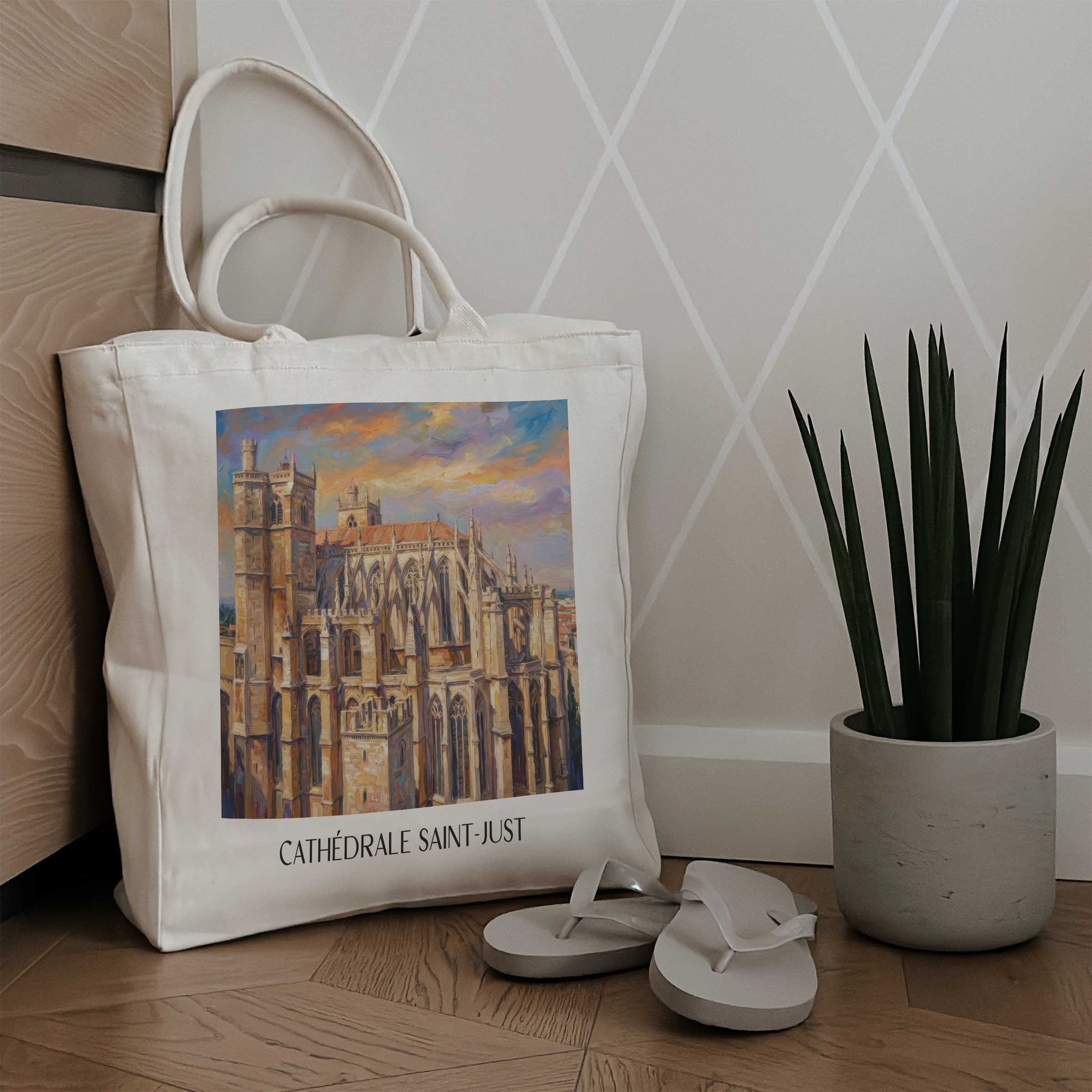 cathédrale-saint-just-narbonne-frankreich-einkaufstasche-oil-painting-oelgemaelde