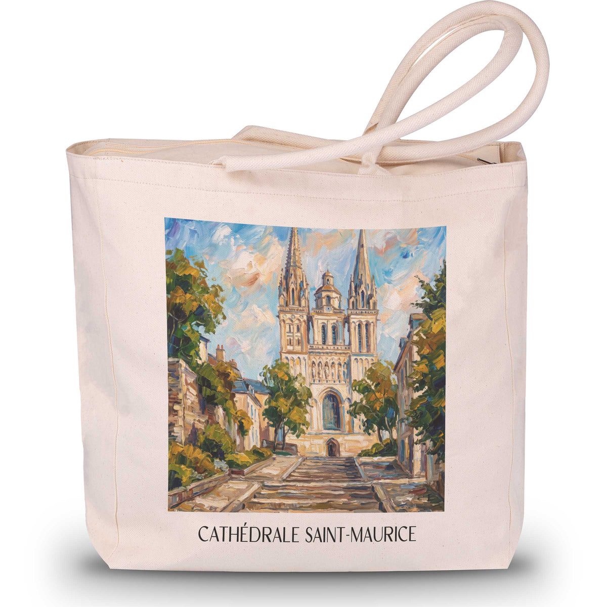 cathédrale-saint-maurice-angers-frankreich-einkaufstasche-oil-painting-oelgemaelde
