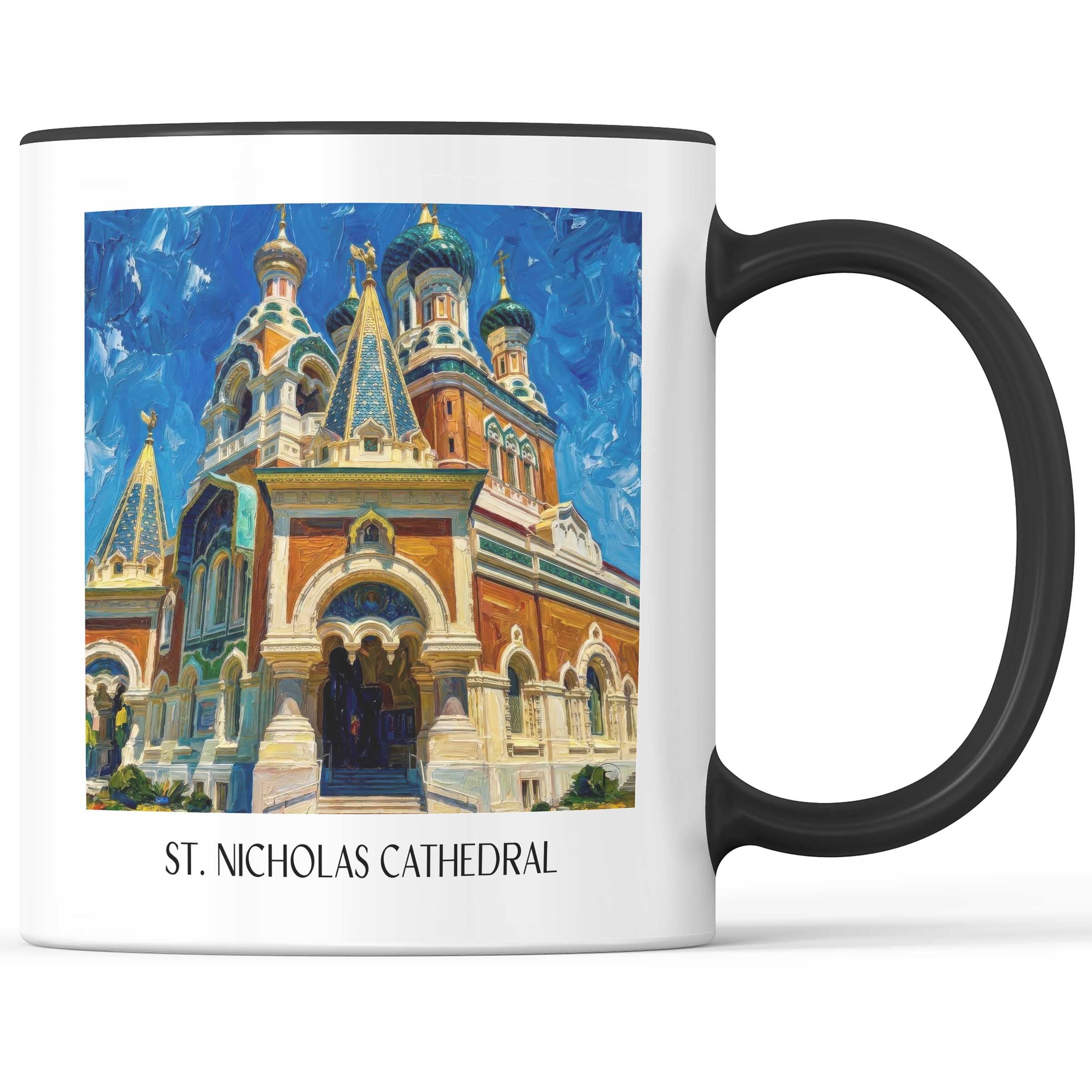 Cathédrale Saint-Nicolas Kaffeebecher - Nizza - Frankreich Becher - Kaffeetasse im Ölgemälde Stil - favplace
