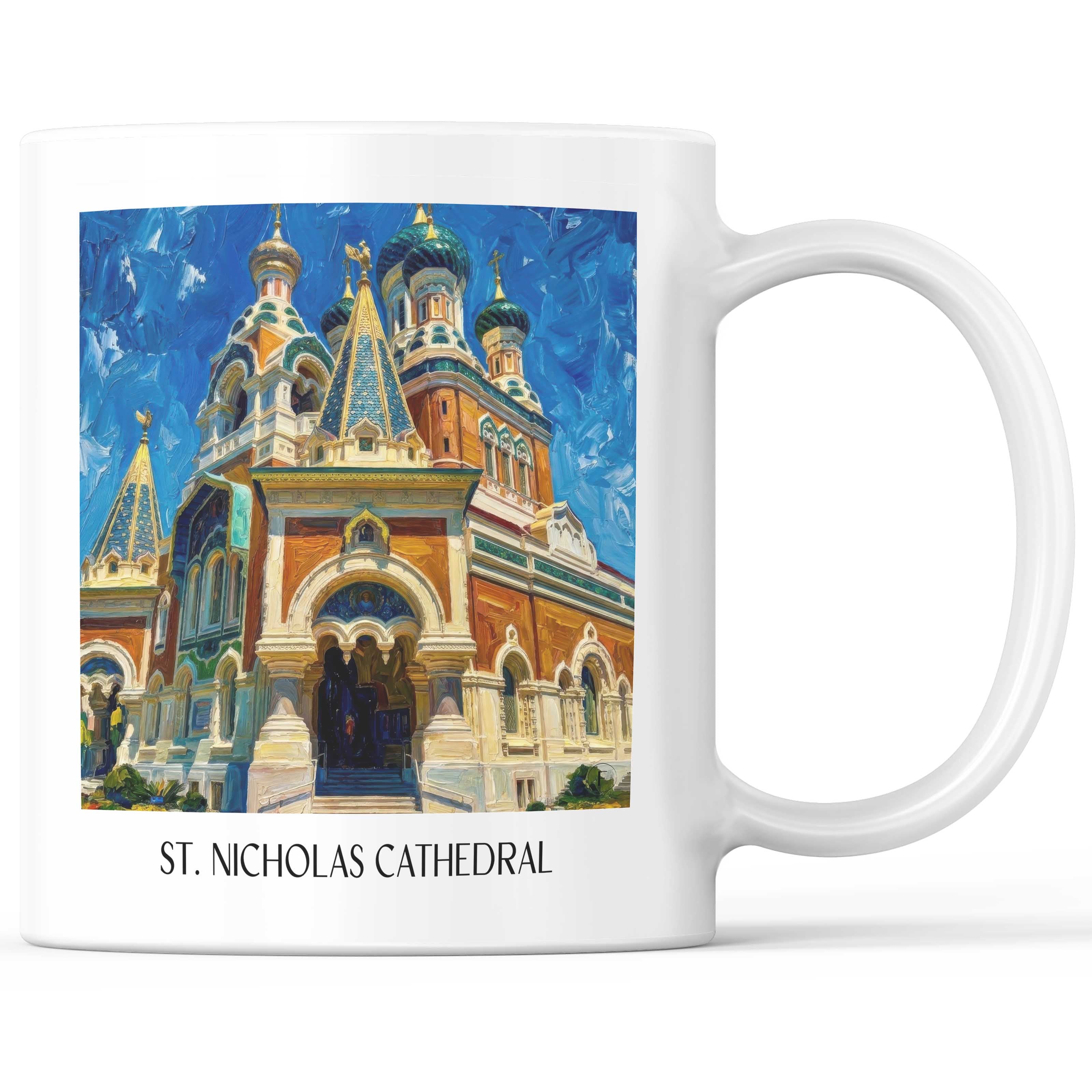 Cathédrale Saint-Nicolas Kaffeebecher - Nizza - Frankreich Becher - Kaffeetasse im Ölgemälde Stil - favplace