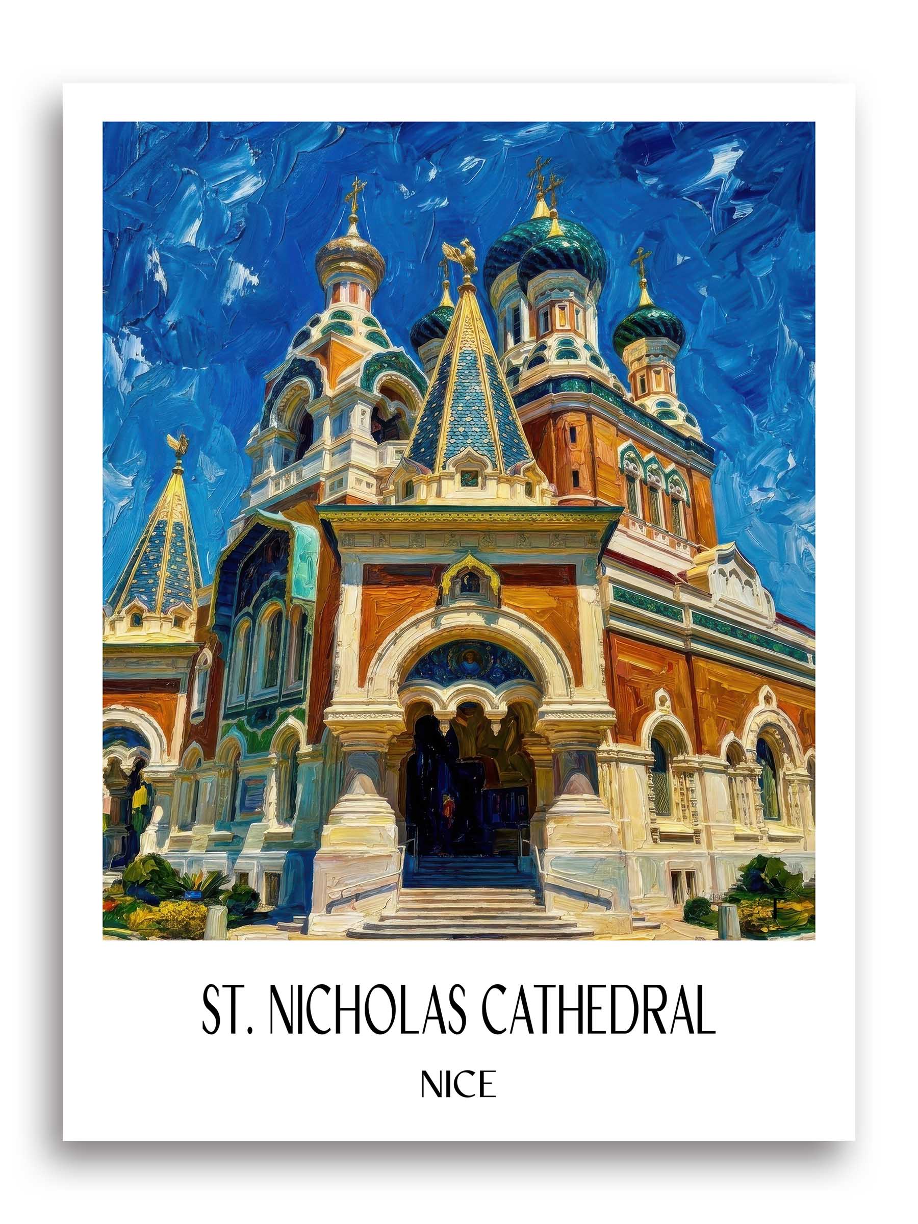 Cathédrale Saint-Nicolas Poster - Nizza - Frankreich Kunstdruck - Ölgemälde von A4 bis A1 - favplace