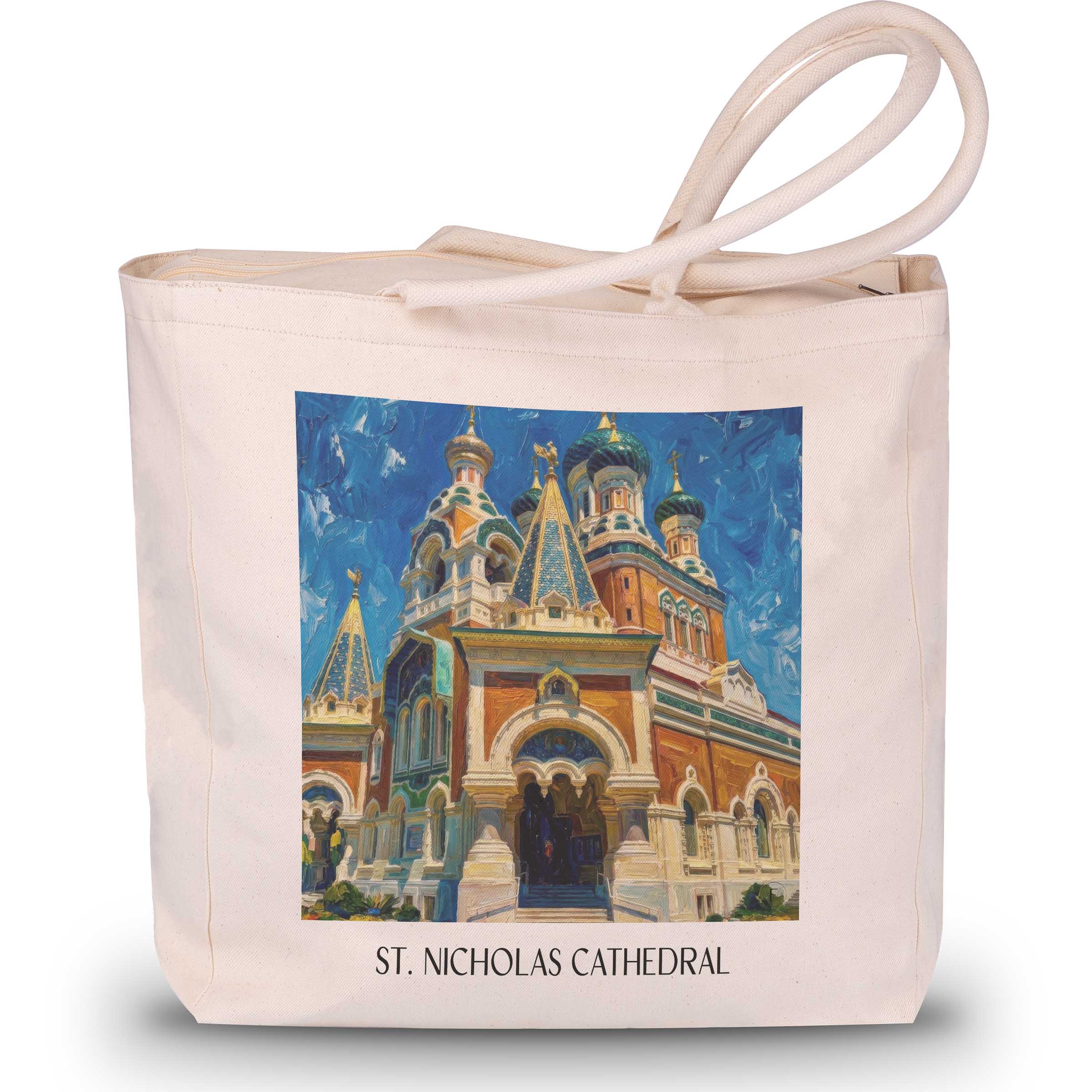 CathĂ©drale Saint-Nicolas Shopping Tasche - Nizza - Frankreich Tote Bag - Einkaufstasche im ĂlgemĂ€lde Stil - favplace