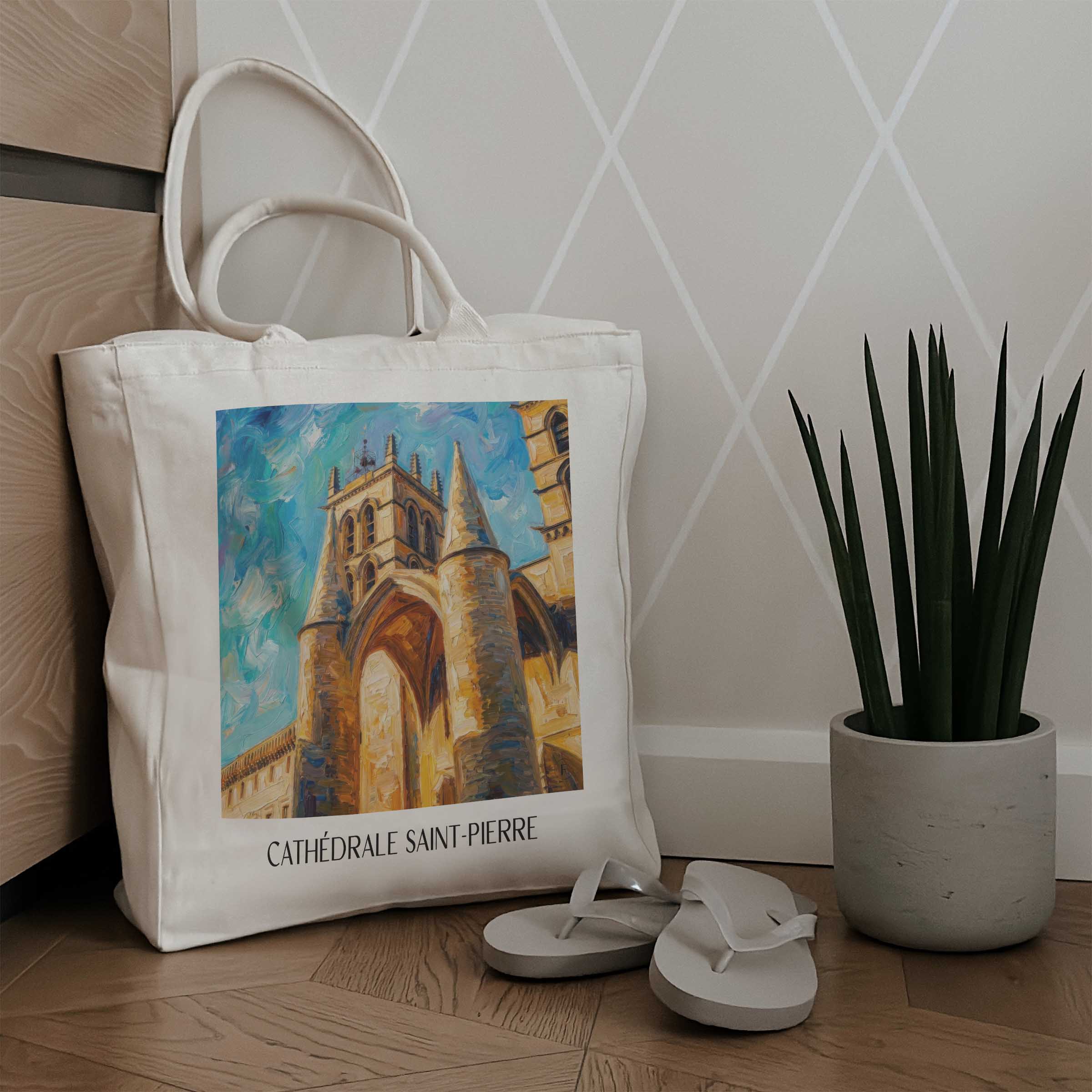 cathédrale-saint-pierre-montpellier-frankreich-einkaufstasche-oil-painting-oelgemaelde